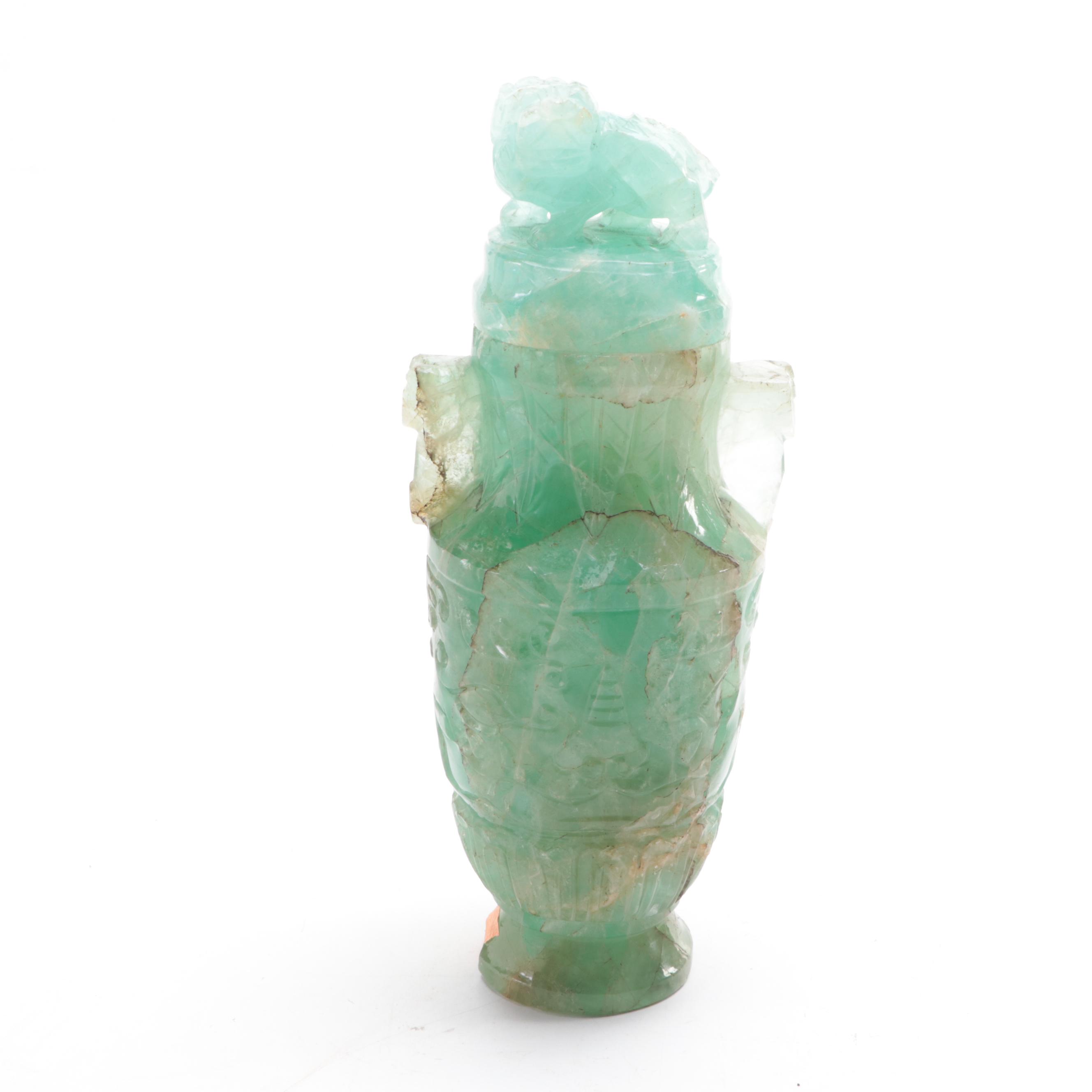 Chinese Carved Fluorite Lidded Jars