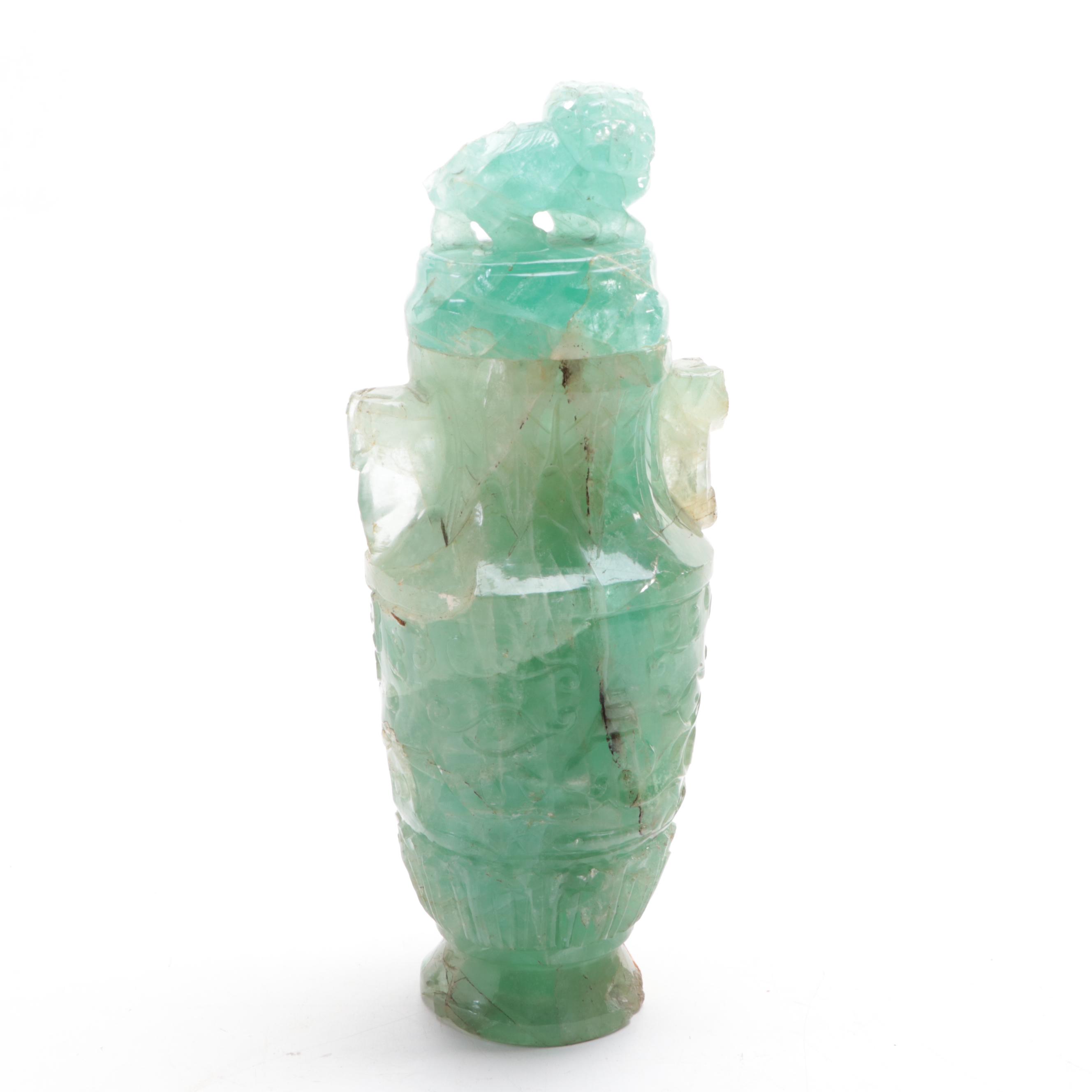Chinese Carved Fluorite Lidded Jars