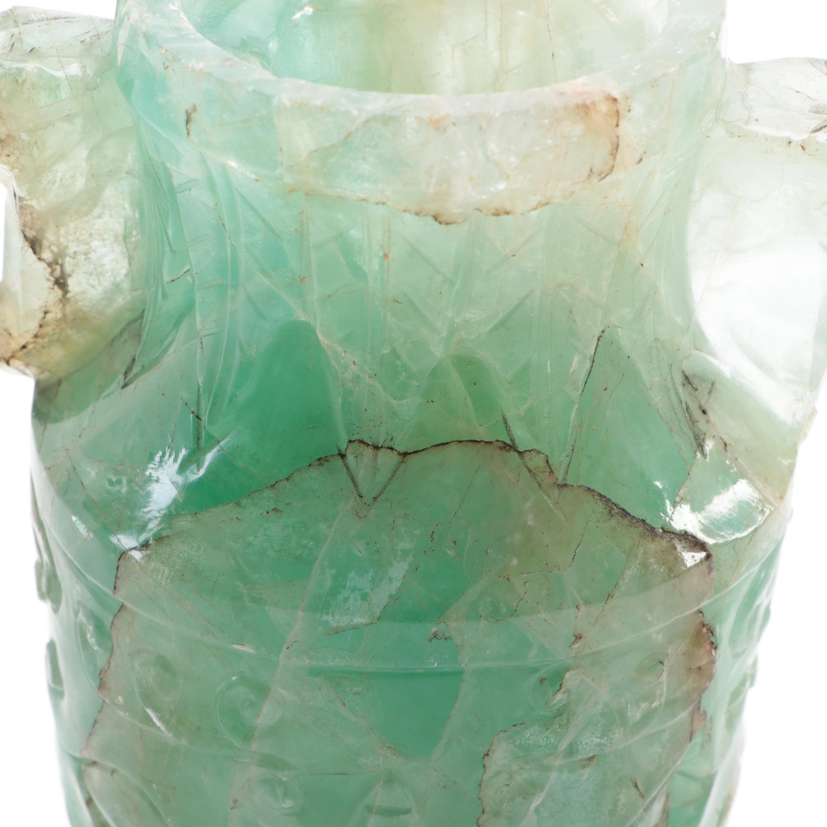 Chinese Carved Fluorite Lidded Jars