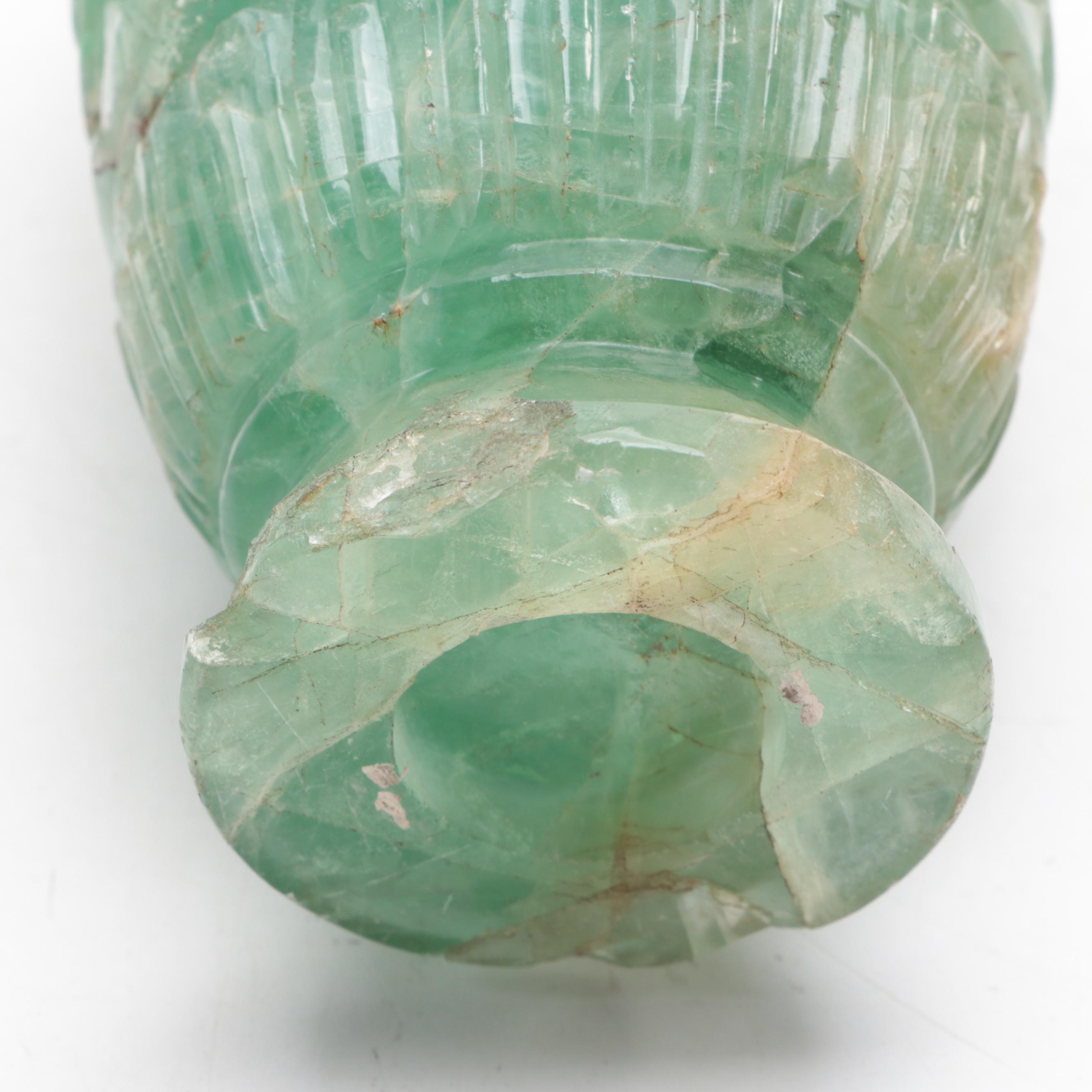 Chinese Carved Fluorite Lidded Jars