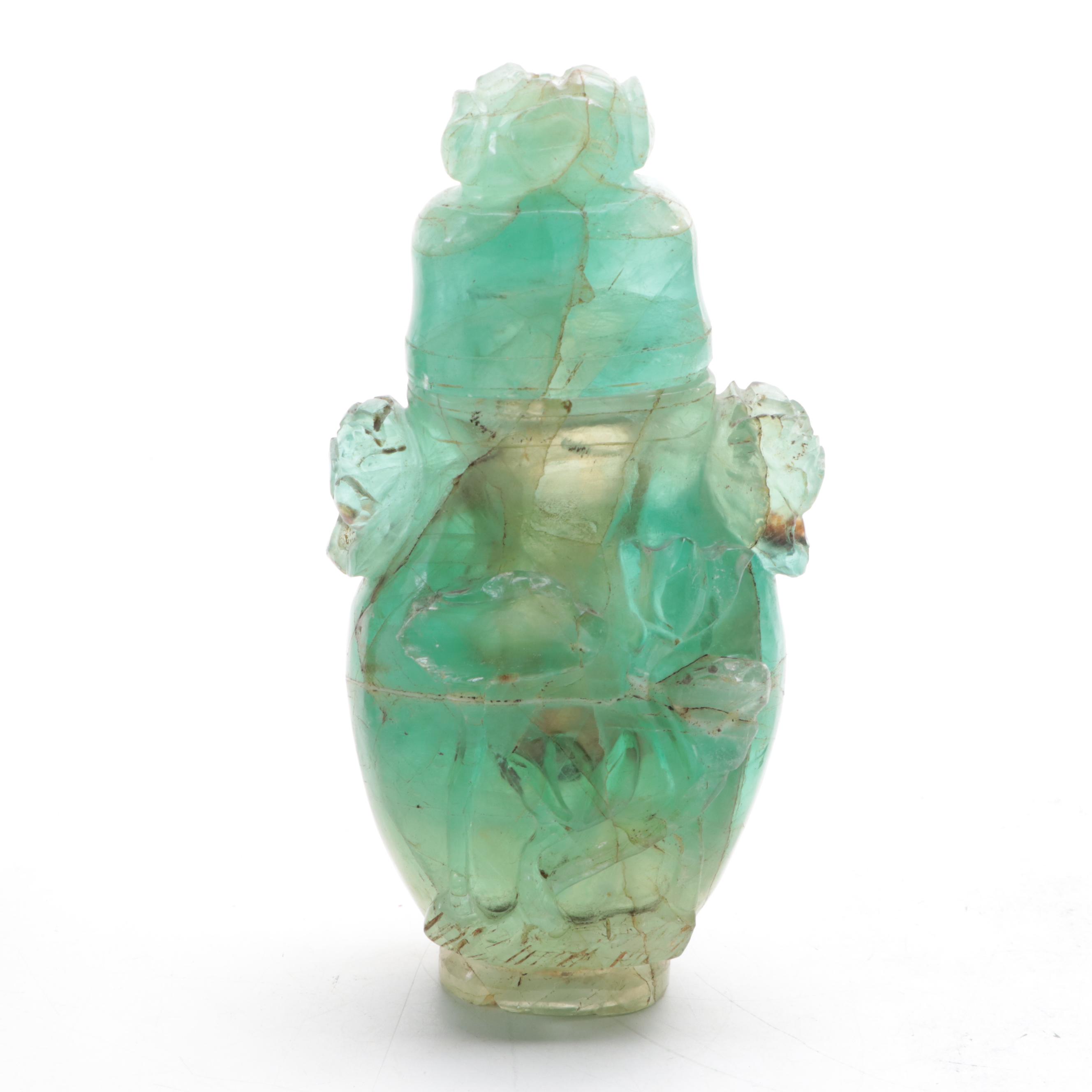 Chinese Carved Fluorite Lidded Jars