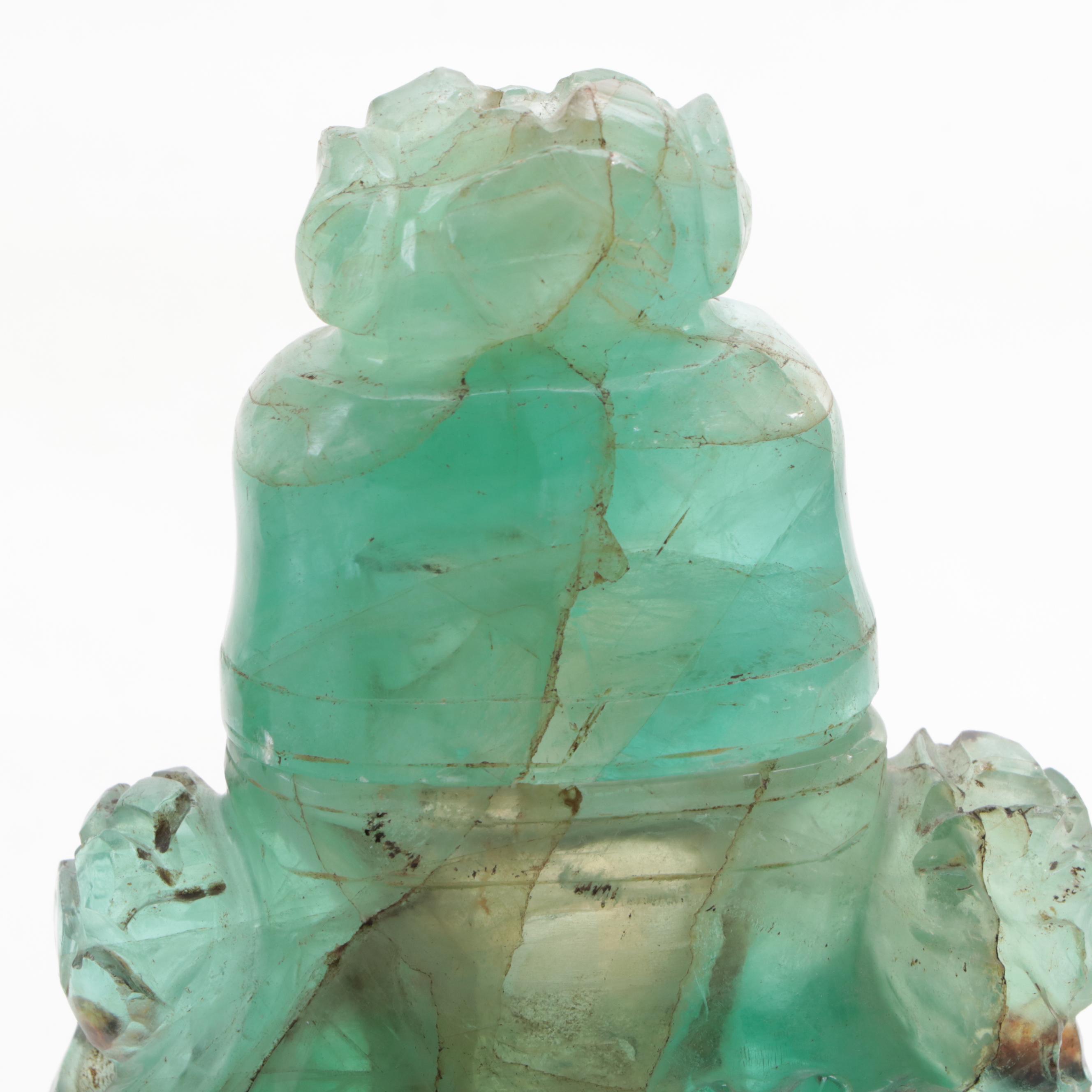 Chinese Carved Fluorite Lidded Jars