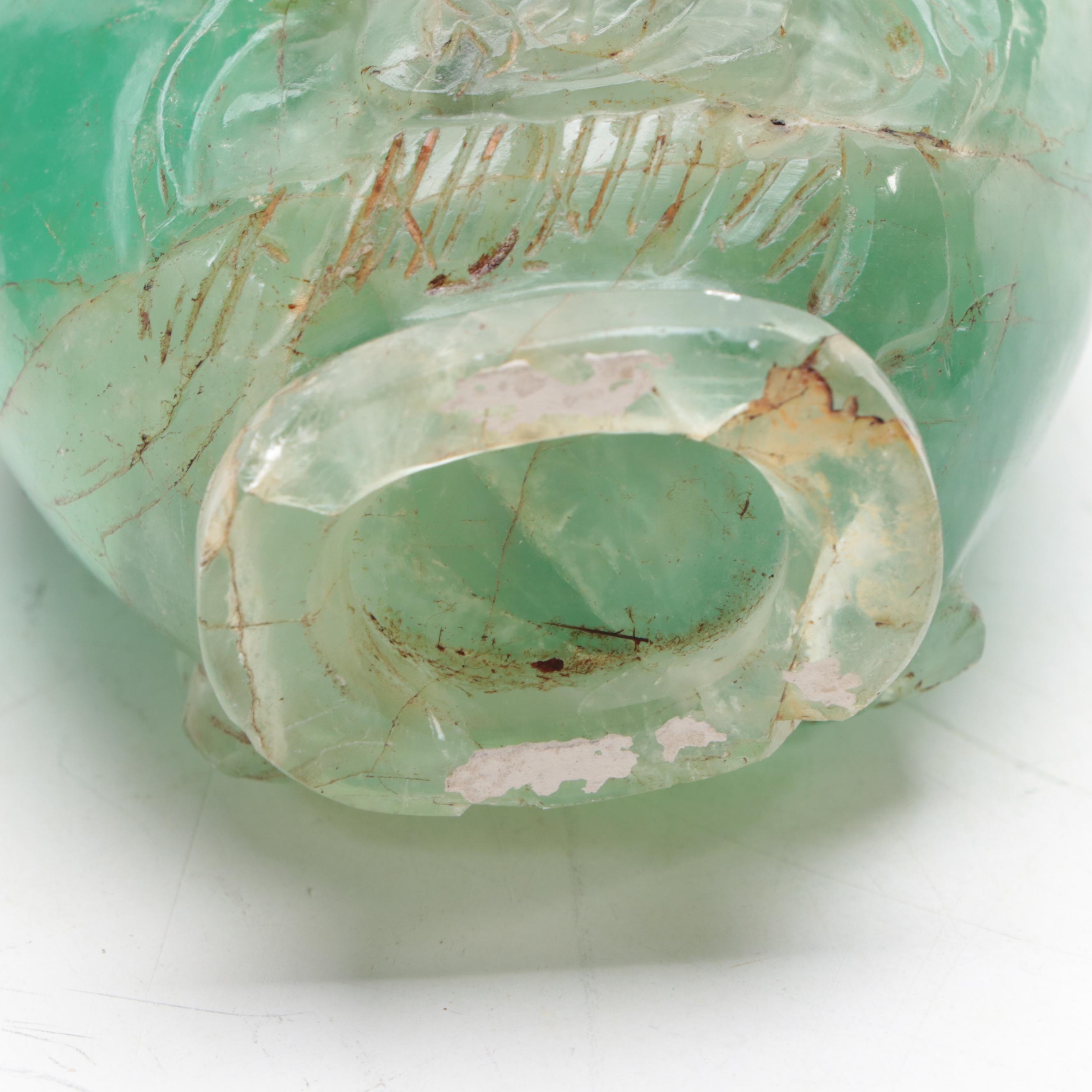 Chinese Carved Fluorite Lidded Jars