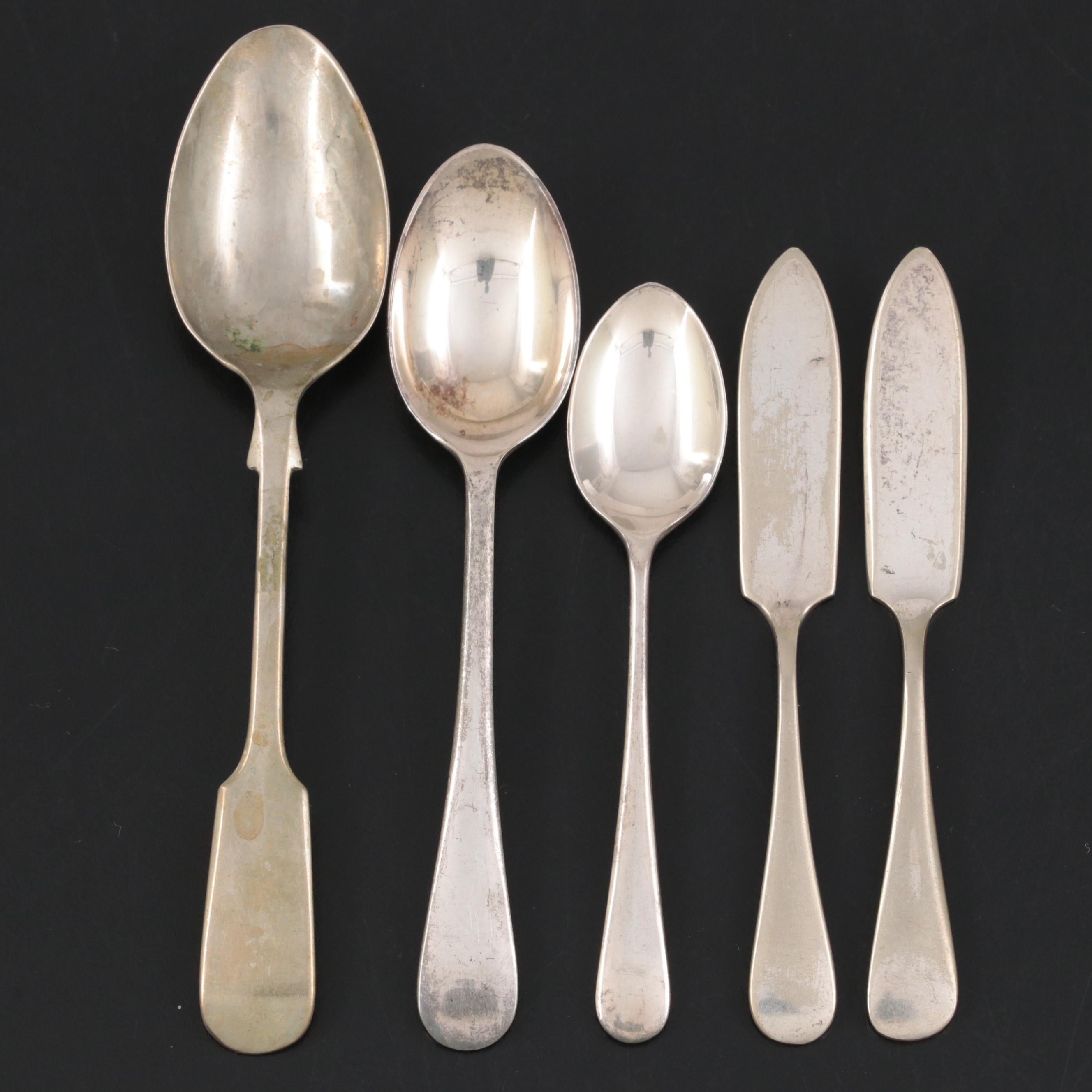 Silver Plate Shell Shaped and Other Bowls and Utensils