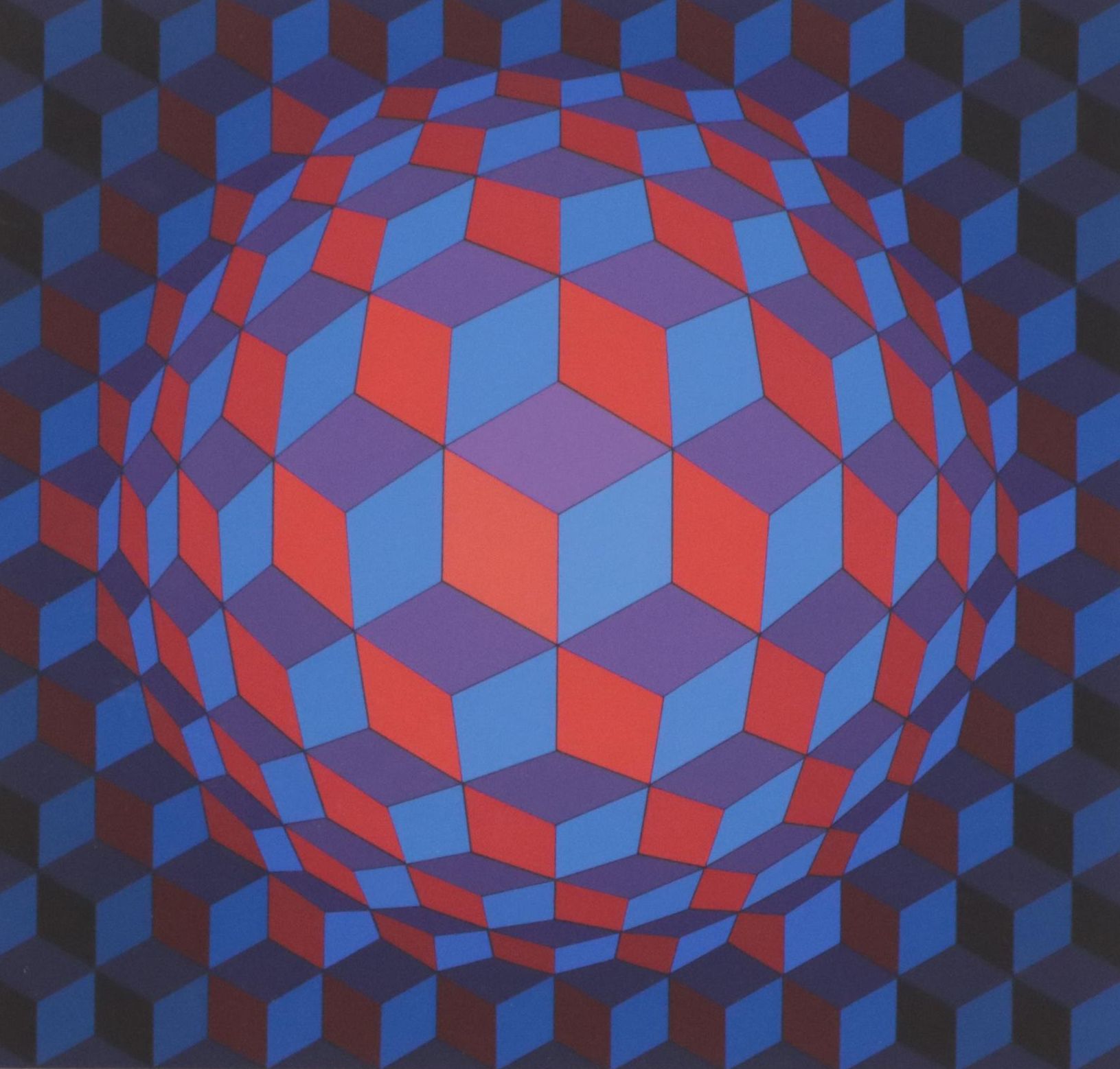 Victor Vasarely Op Art Serigraph "Cheyt Rond," 1974