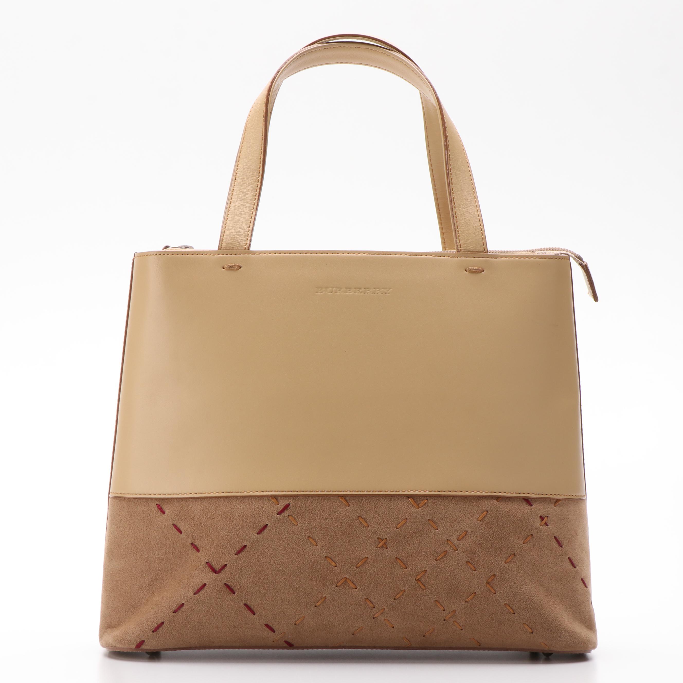 Burberry  Tonal  Stitch Check Leather Tote