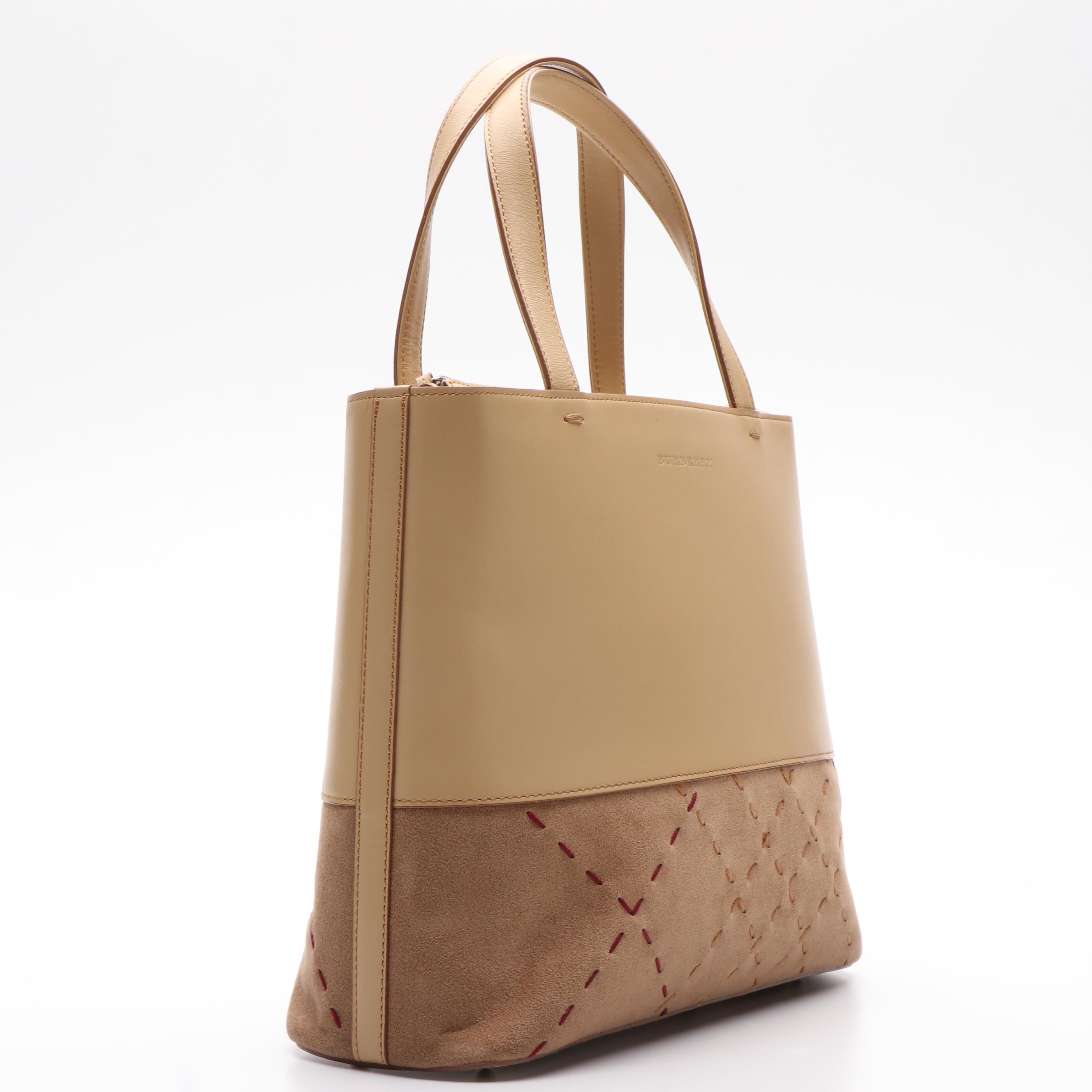 Burberry  Tonal  Stitch Check Leather Tote