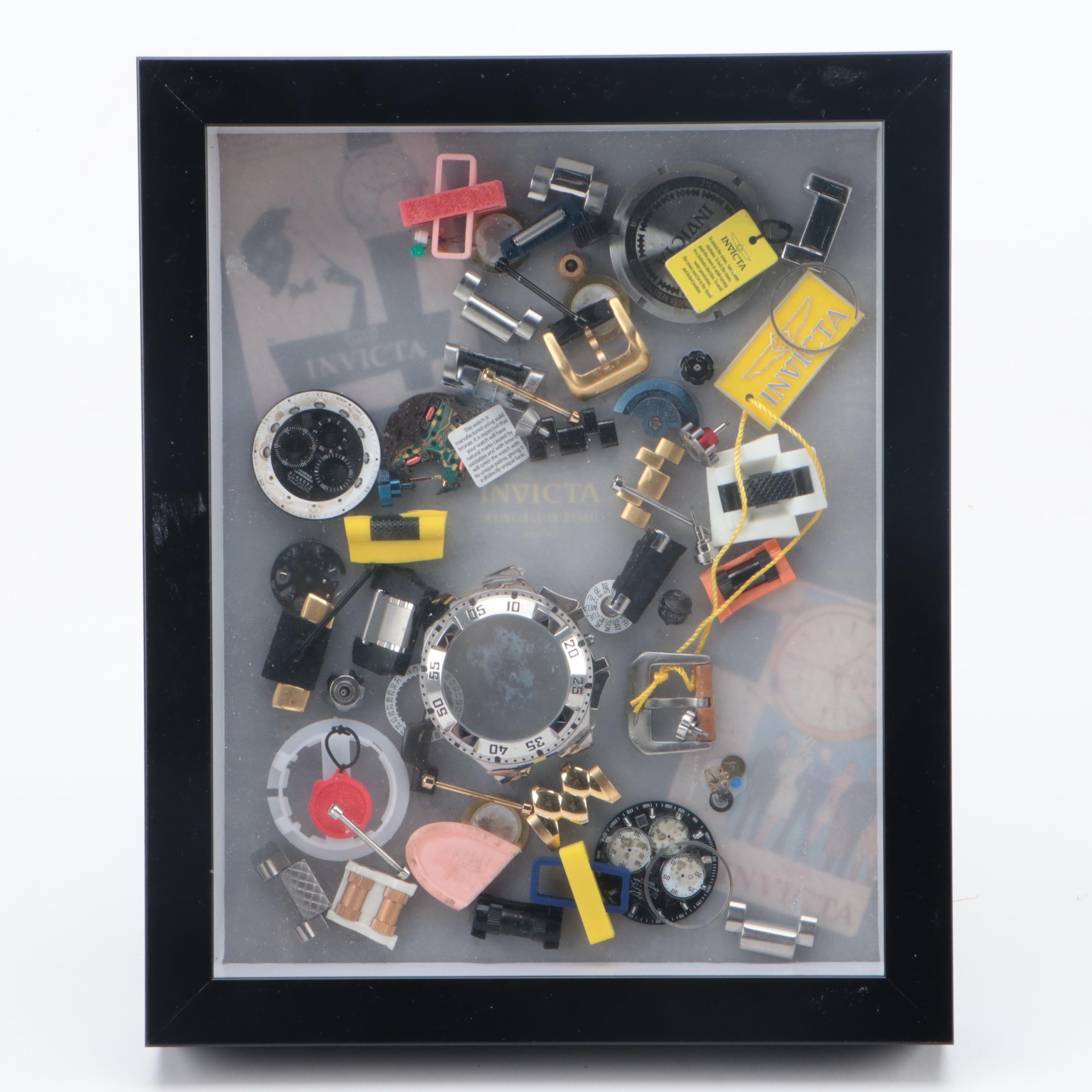 Invicta Watch Pieces in Plastic Shadow Box