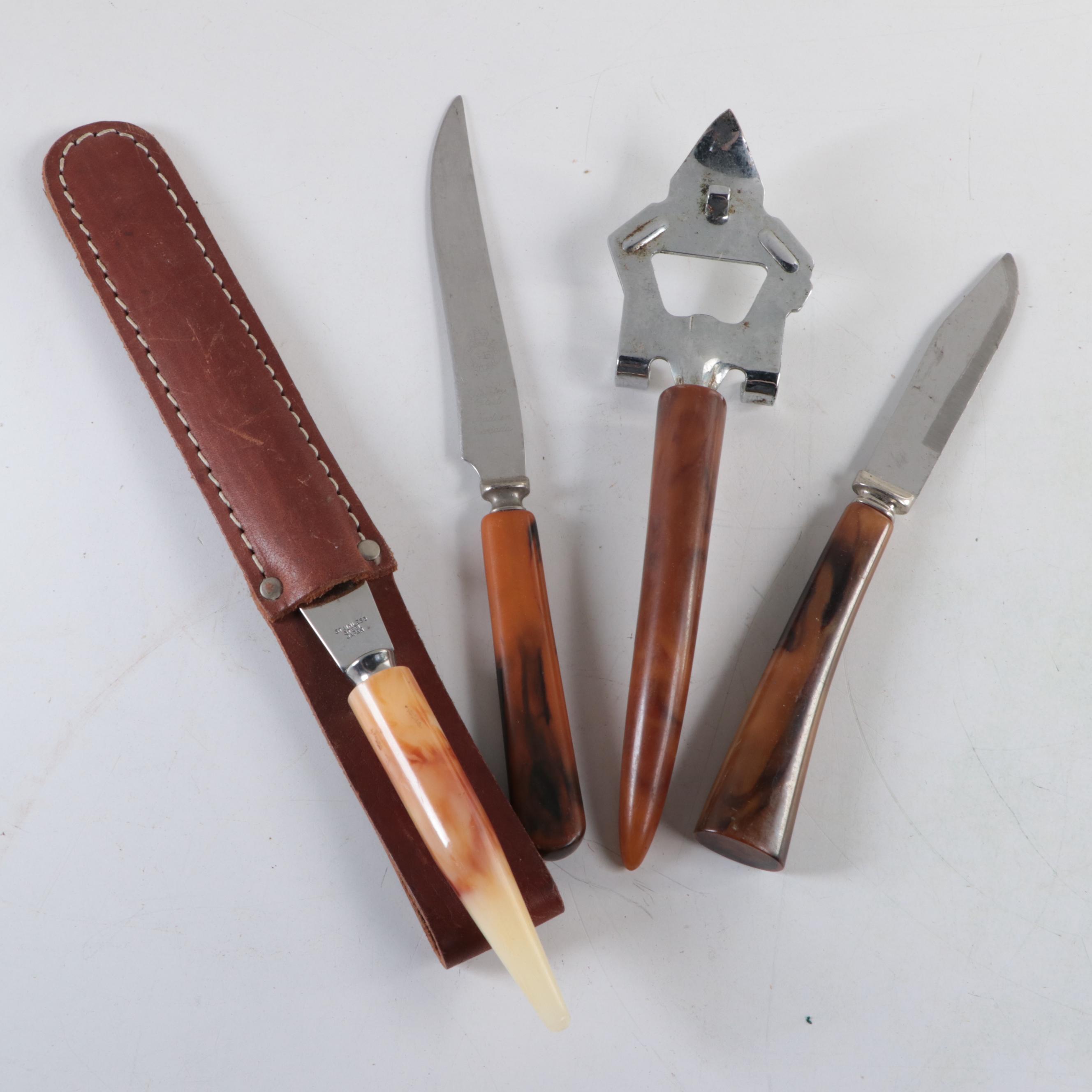 Bakelite Handled Carving Sets and Other Utensils, Early to Mid-20th Century