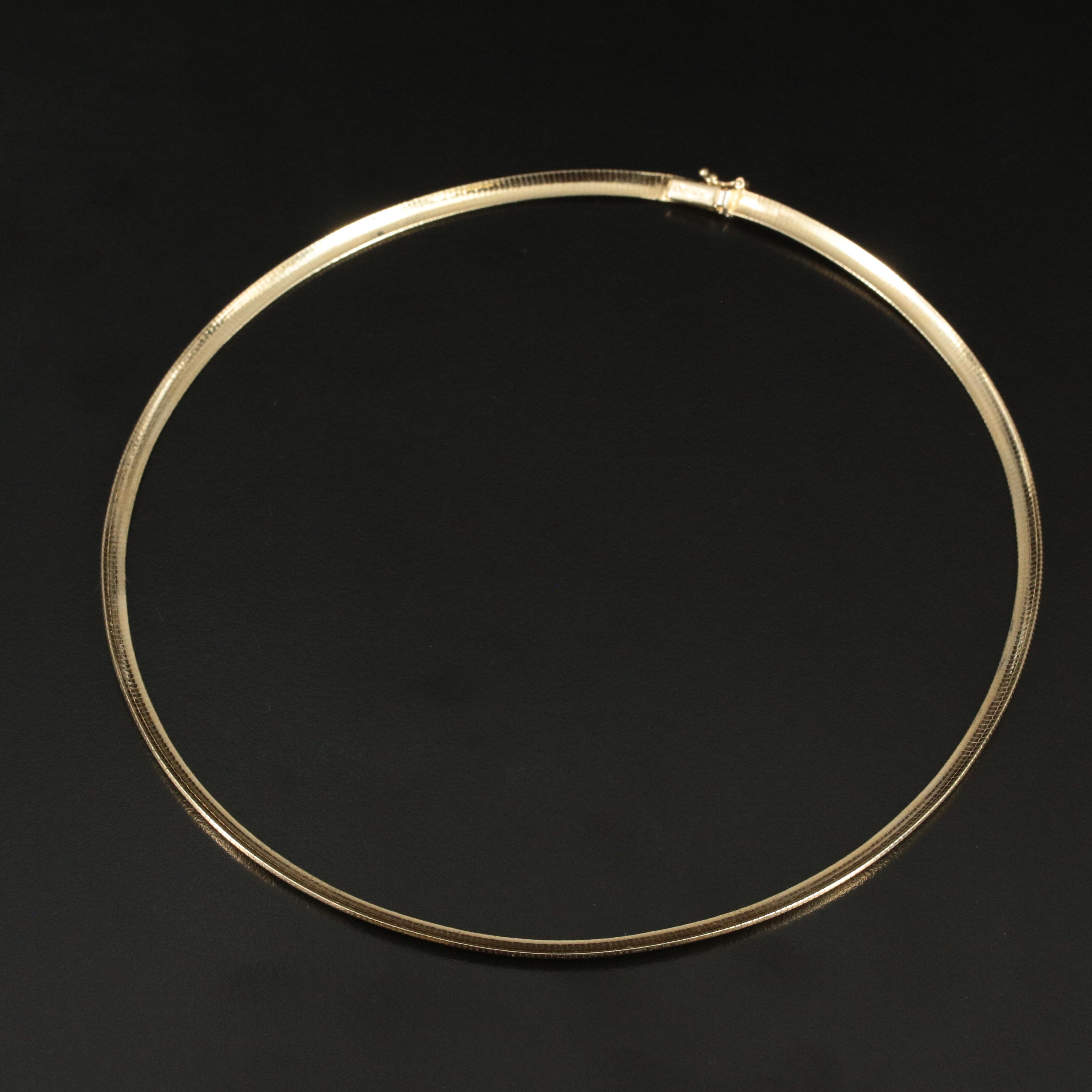 Italian 14K Gold Omega Necklace