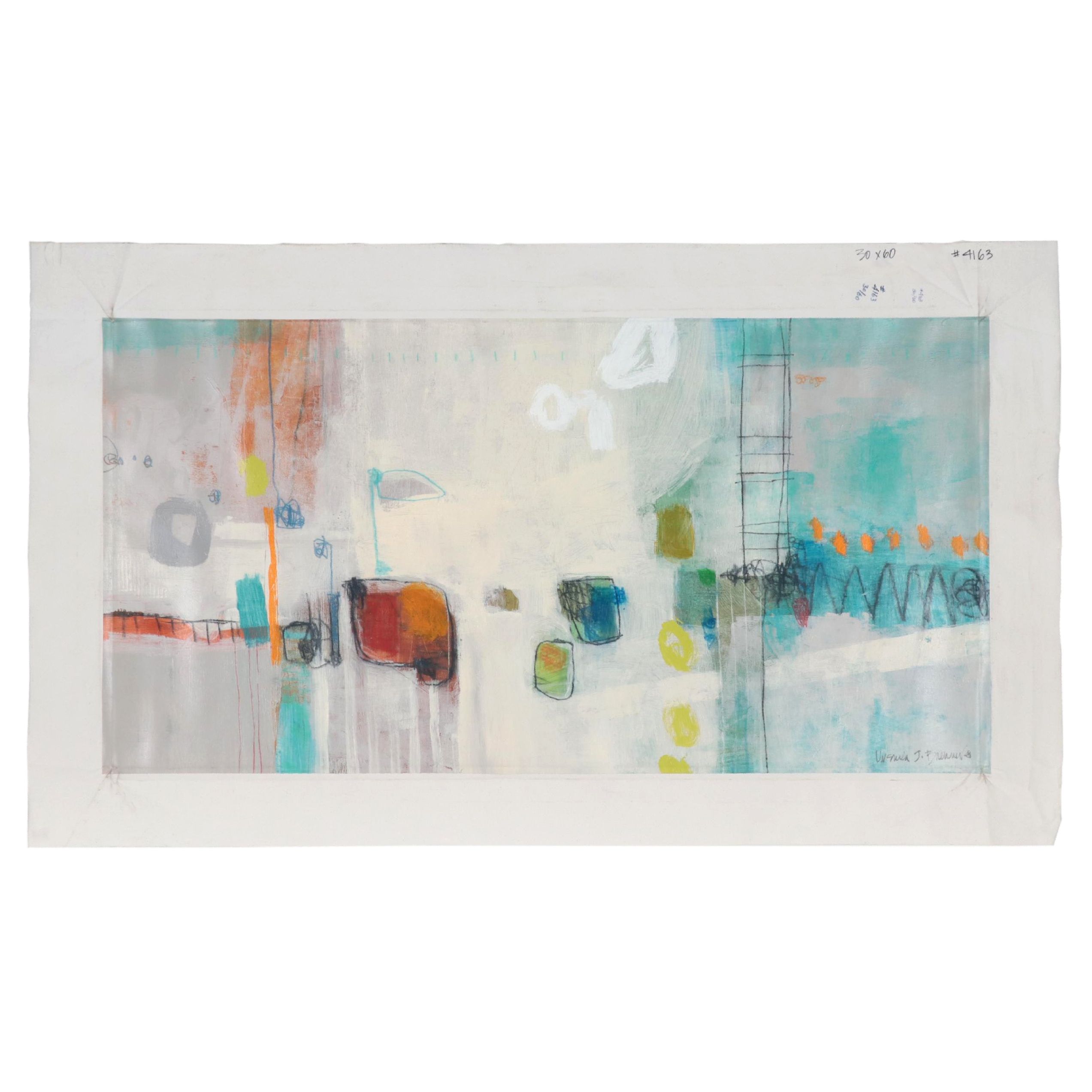 Ursula J. Brenner Large-Scale Abstract Mixed Media Painting, 21st Century