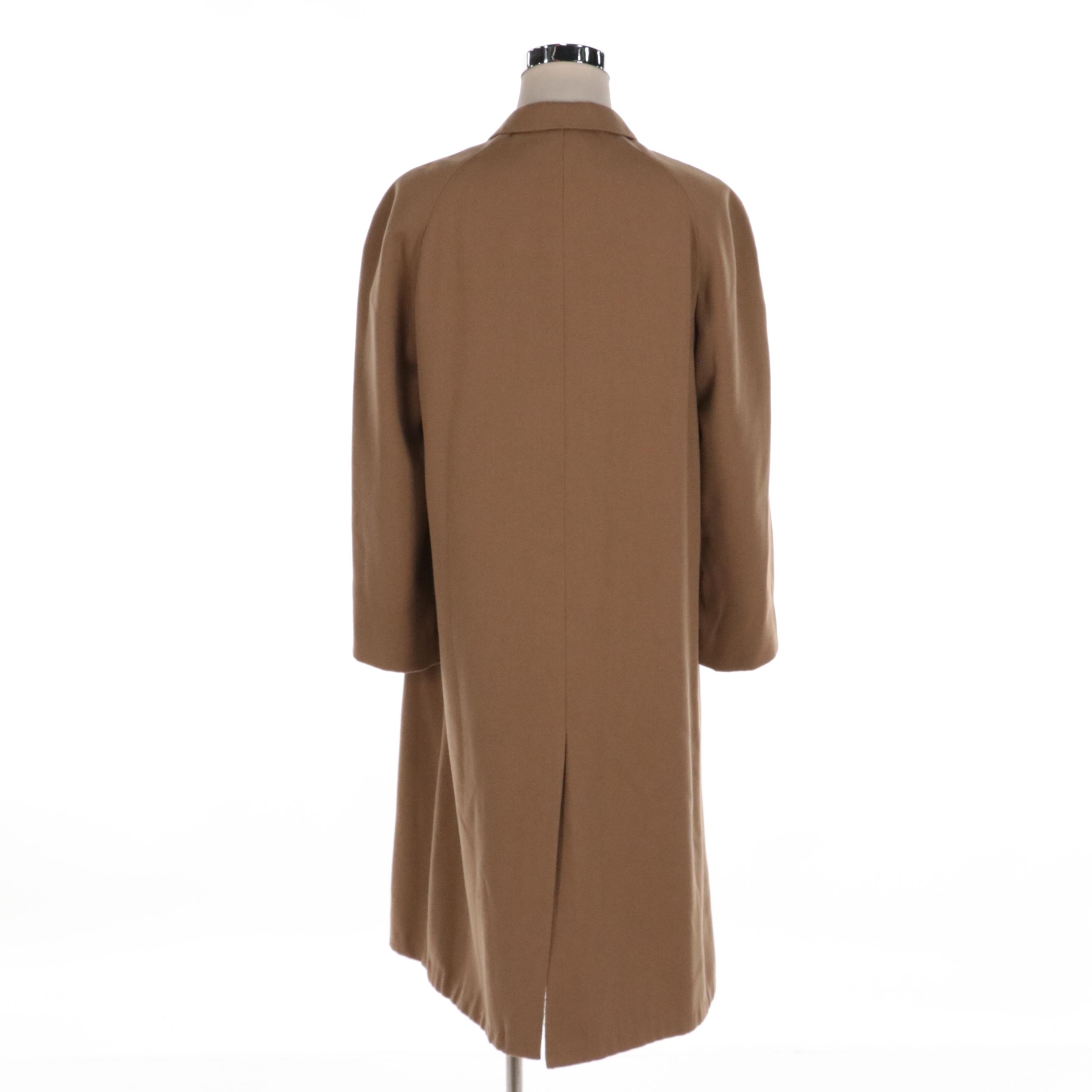 Men's Long Overcoat in Tan Wool Twill