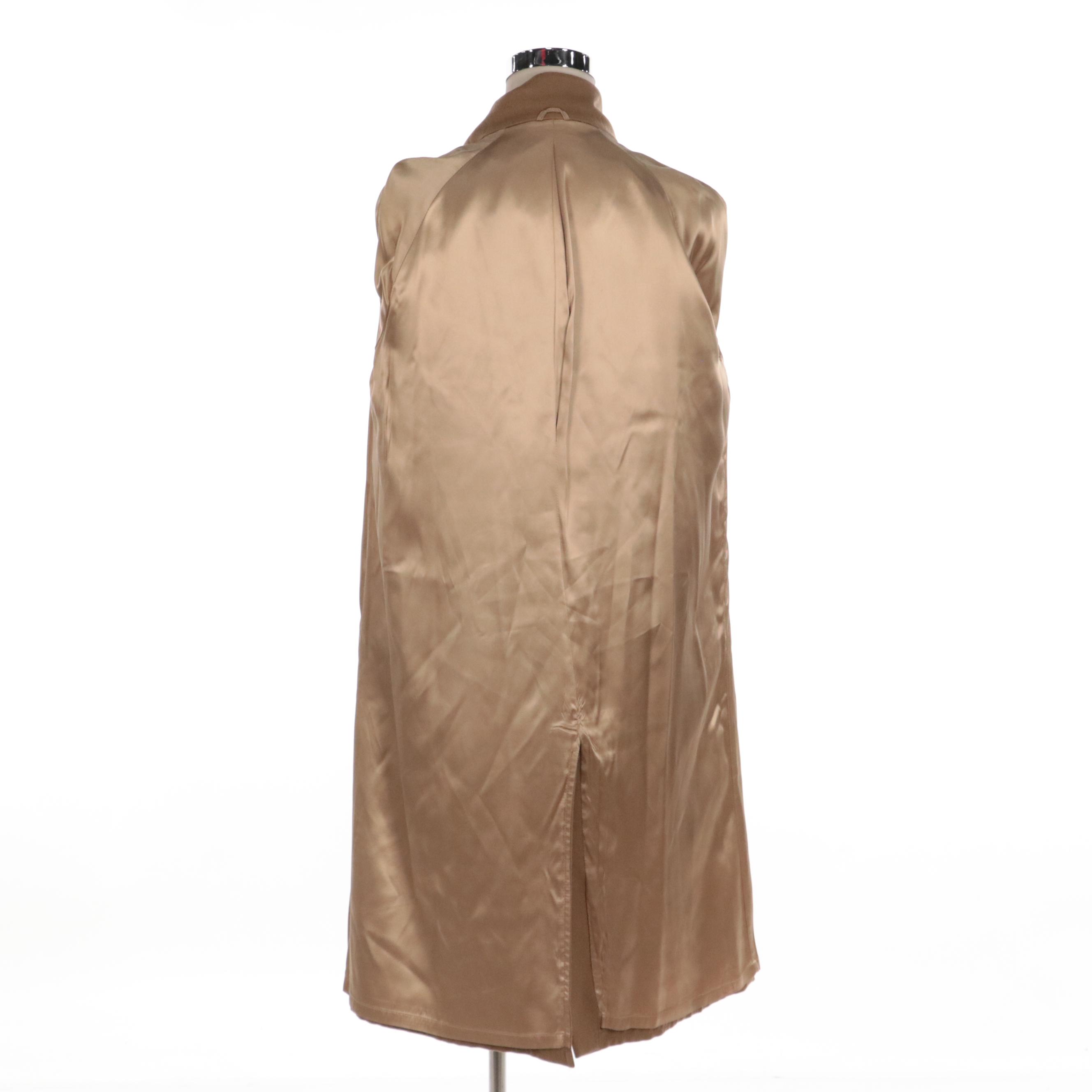 Men's Long Overcoat in Tan Wool Twill