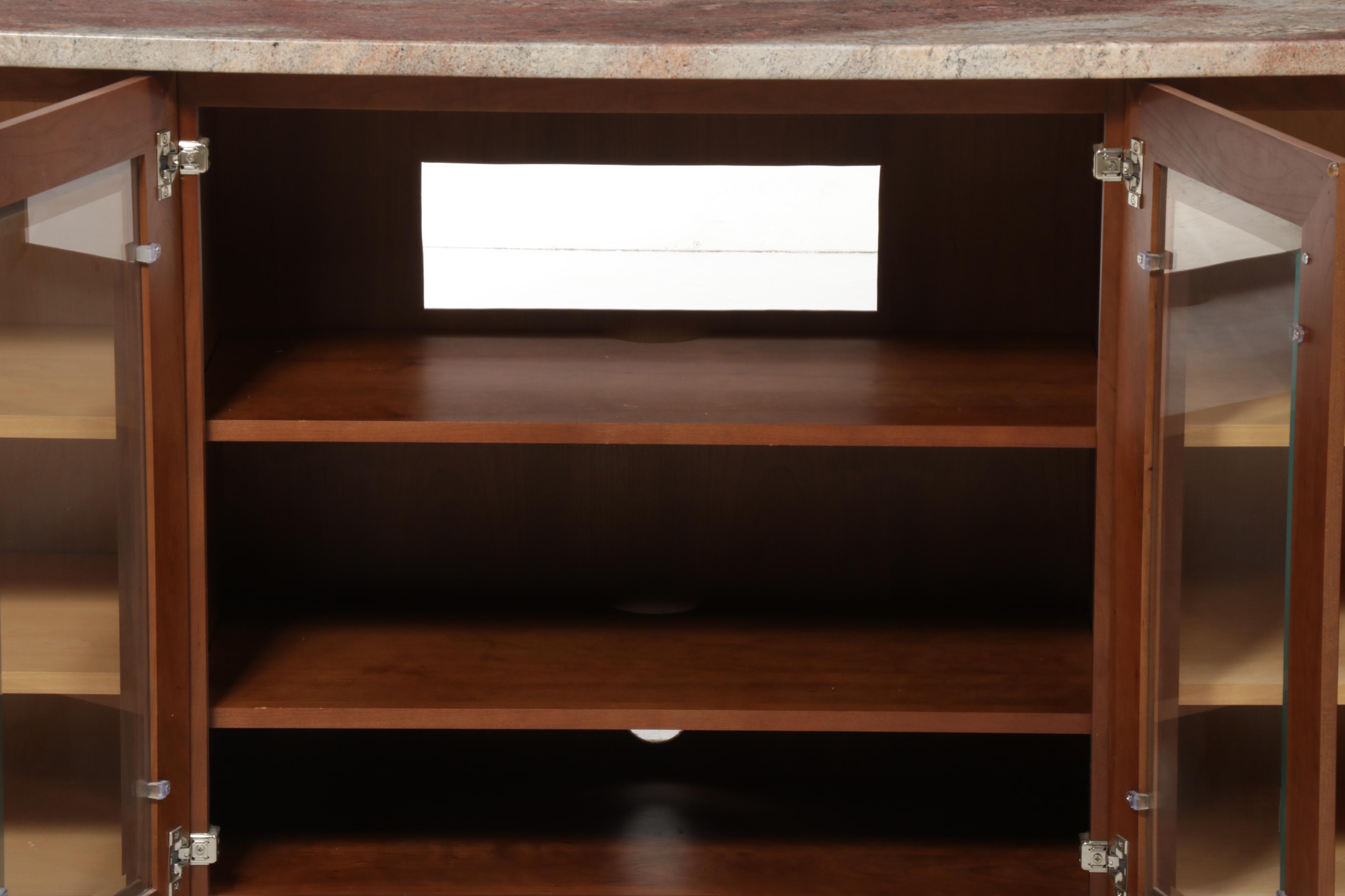 Contemporary Cherrywood and Polished Stone Media Console