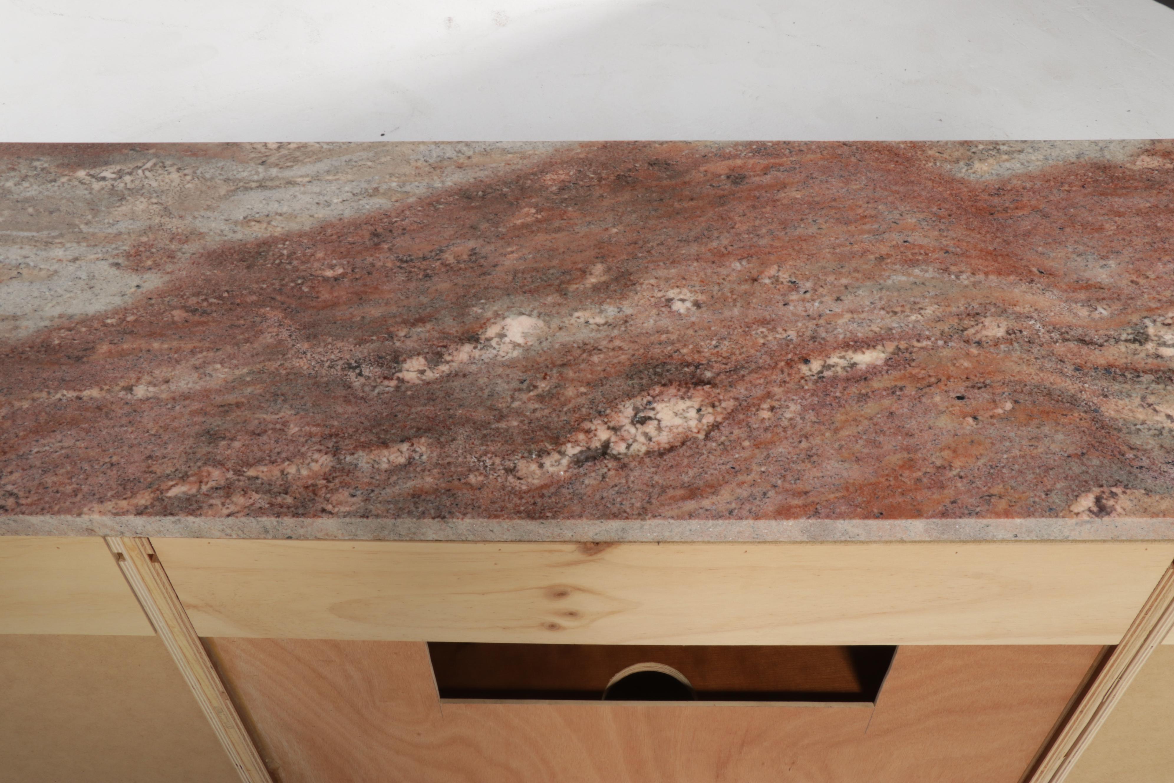 Contemporary Cherrywood and Polished Stone Media Console
