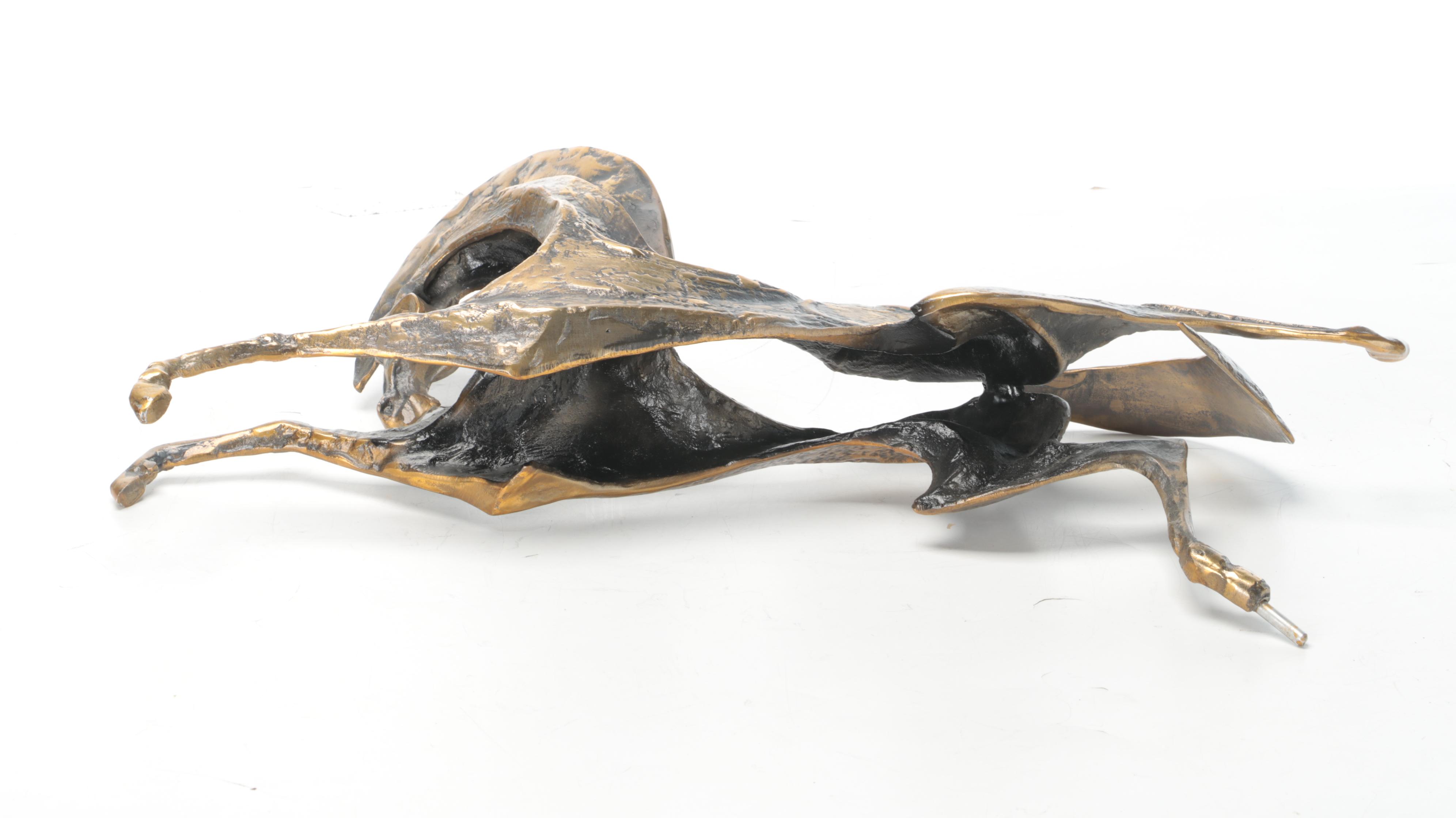 Brass-Finish Metal Sculpture of a Horse