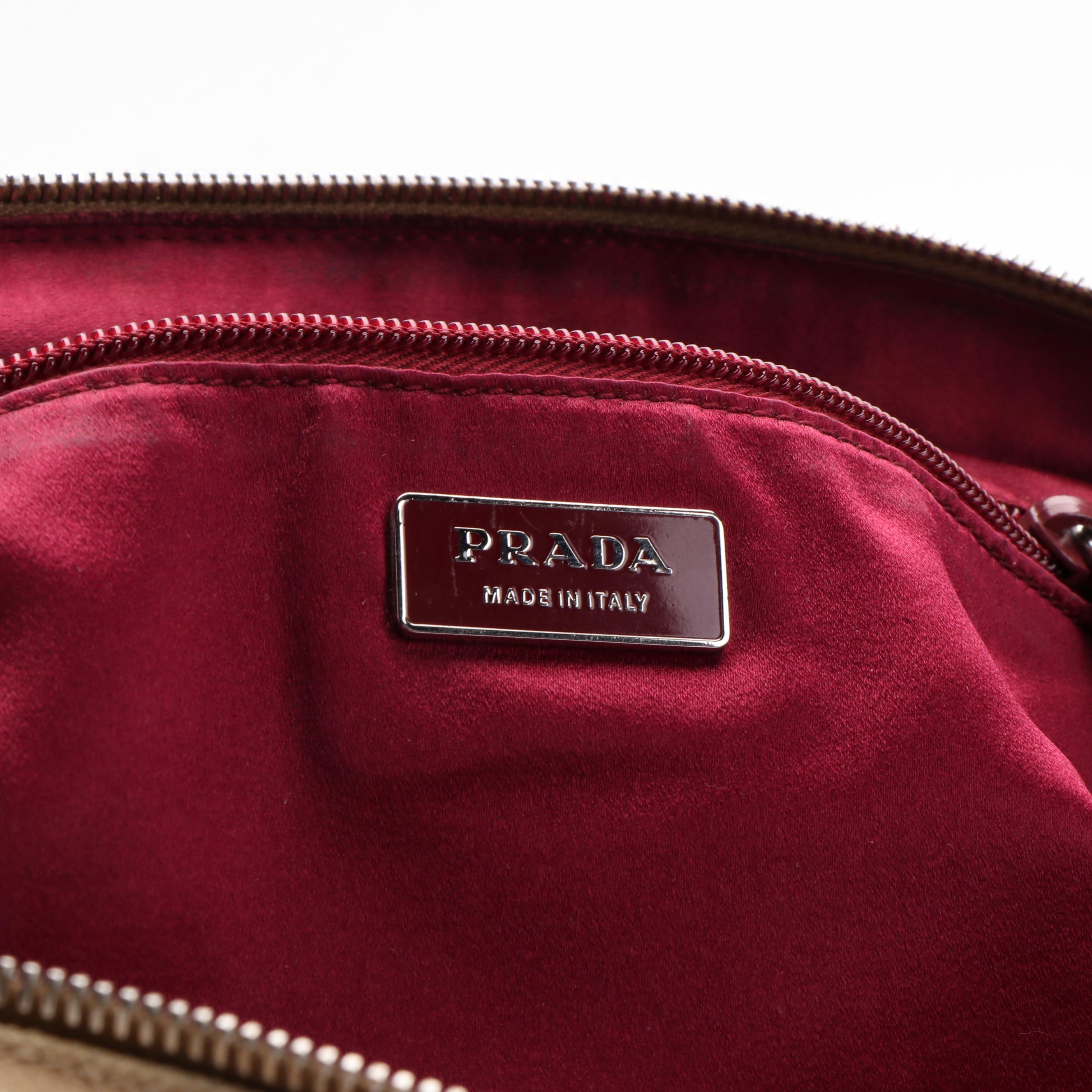 Prada Bowler Bag in Canapa Canvas and Cinghiale Leather