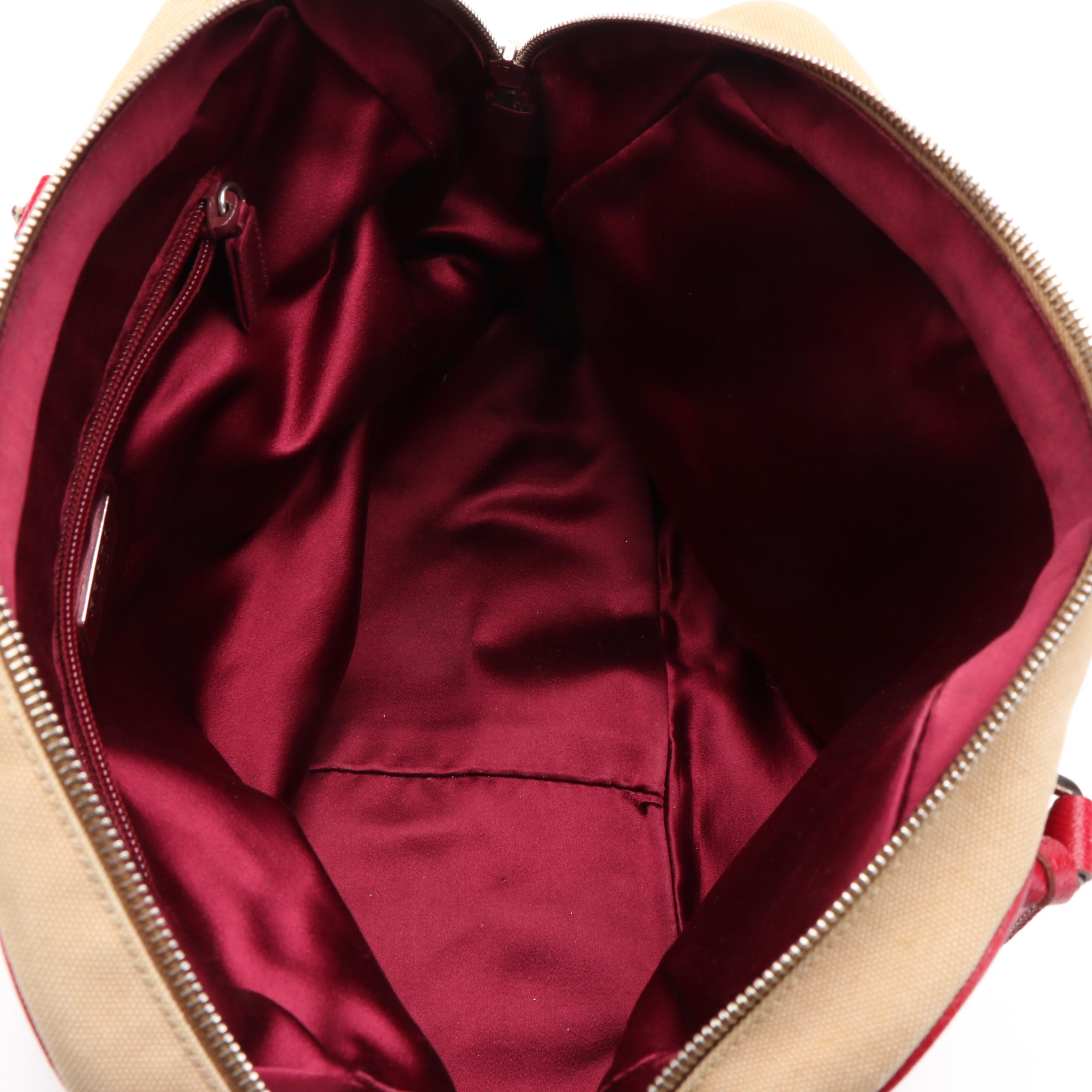 Prada Bowler Bag in Canapa Canvas and Cinghiale Leather