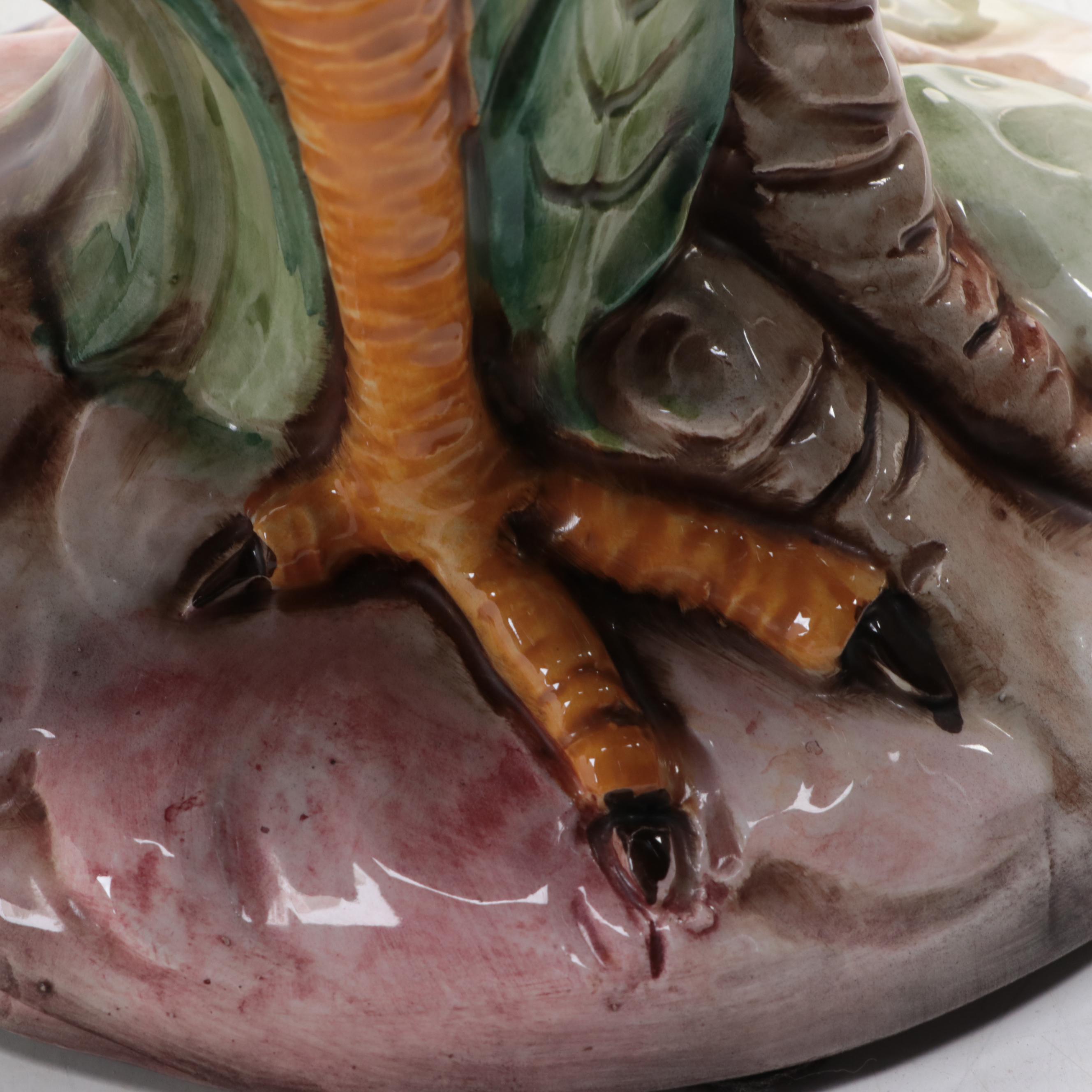 Italian Glazed Ceramic Guinea Fowl Figurines, Mid to Late 20th Century