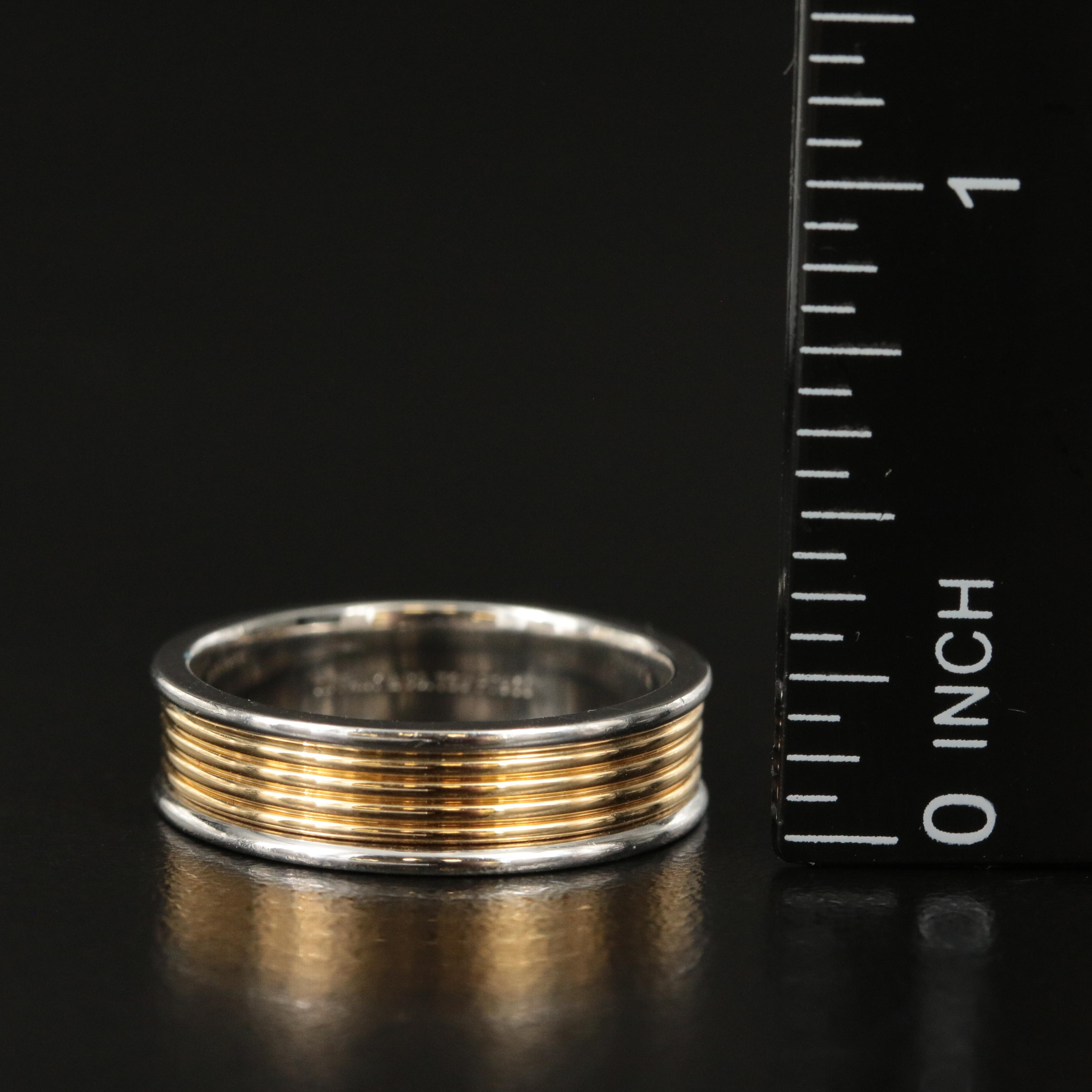 Tiffany & Co. Platinum and 18K Ribbed Band