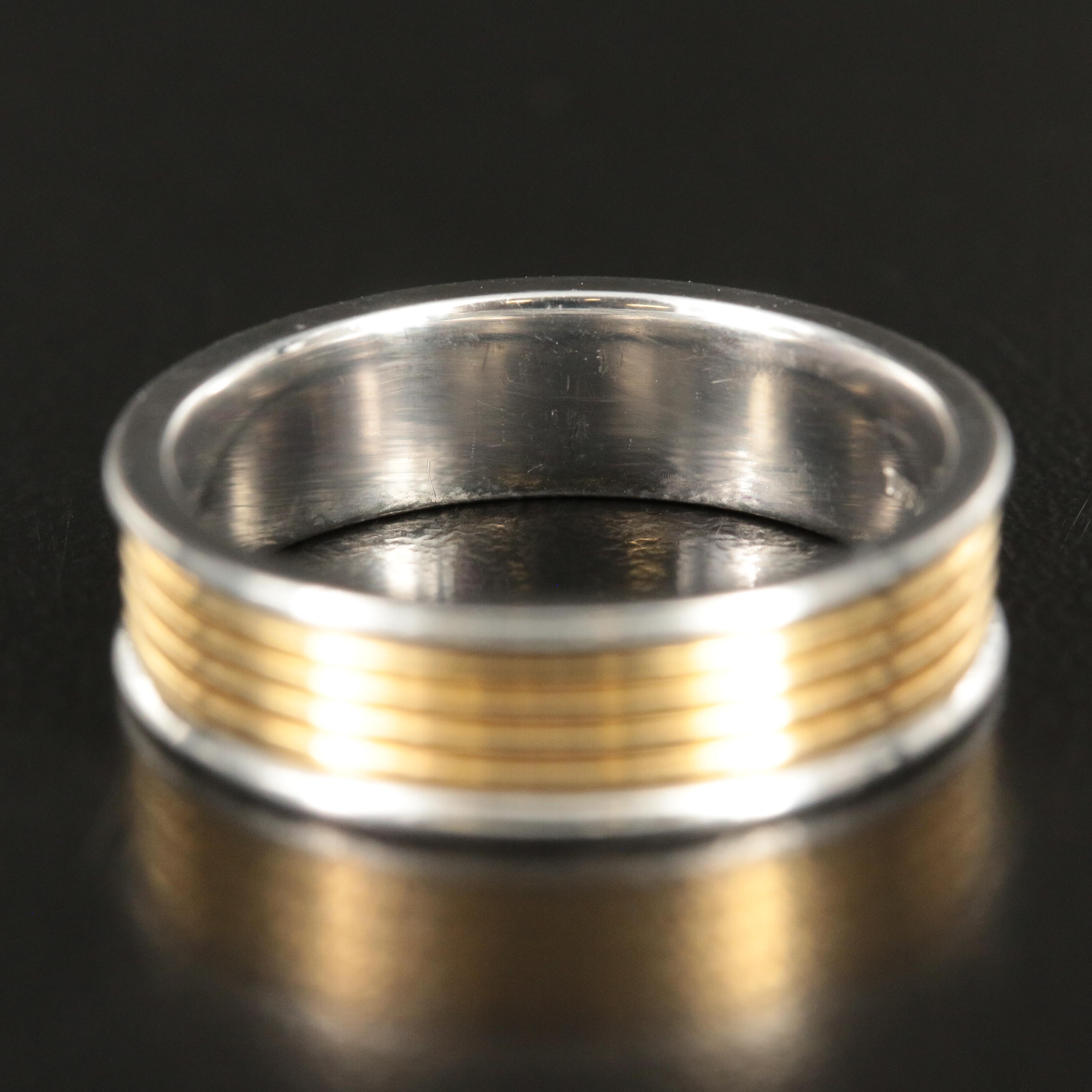 Tiffany & Co. Platinum and 18K Ribbed Band