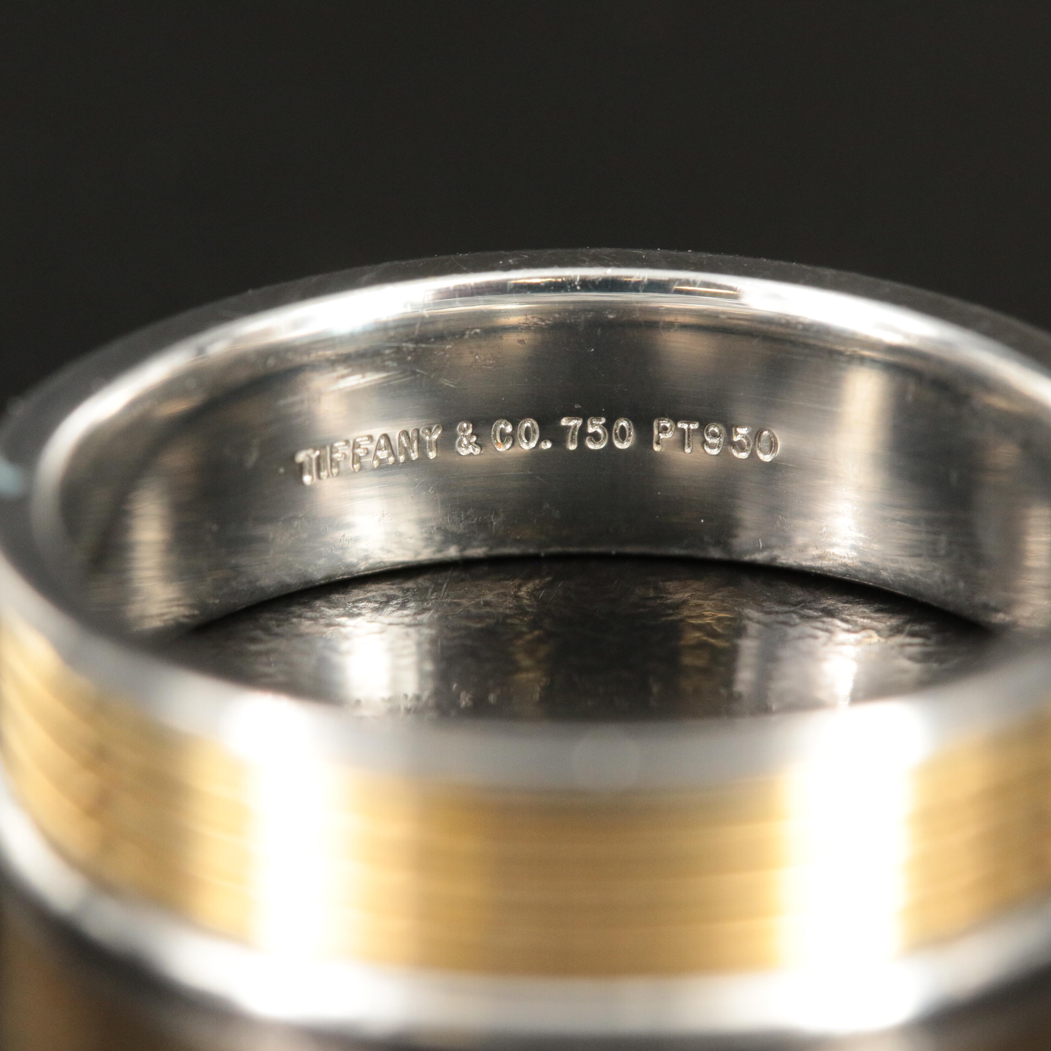 Tiffany & Co. Platinum and 18K Ribbed Band