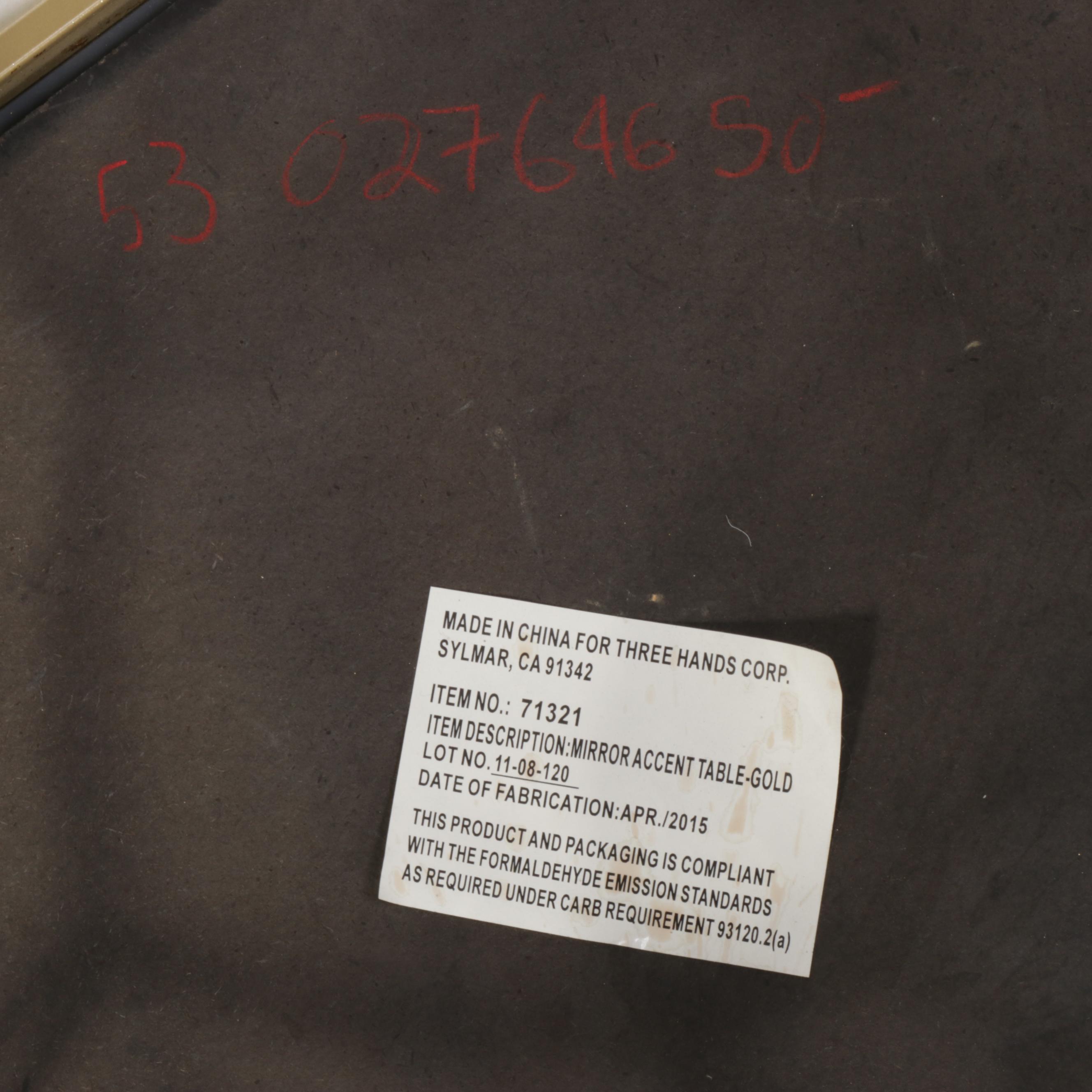 Two Gilt Metal and Mirrored Glass Side Tables, Incl. Three Hands Corp.