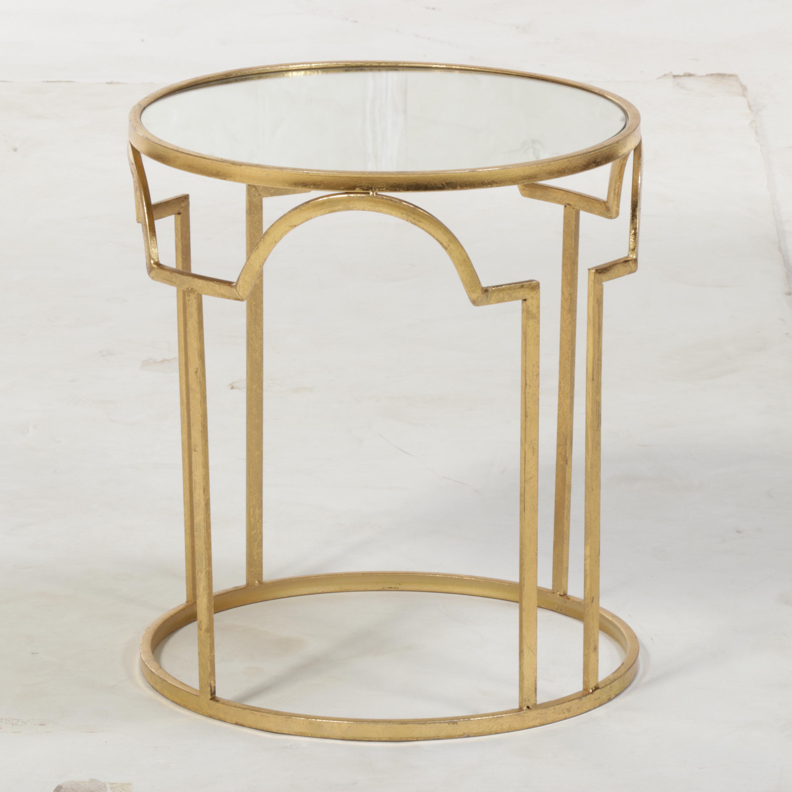 Two Gilt Metal and Mirrored Glass Side Tables, Incl. Three Hands Corp.