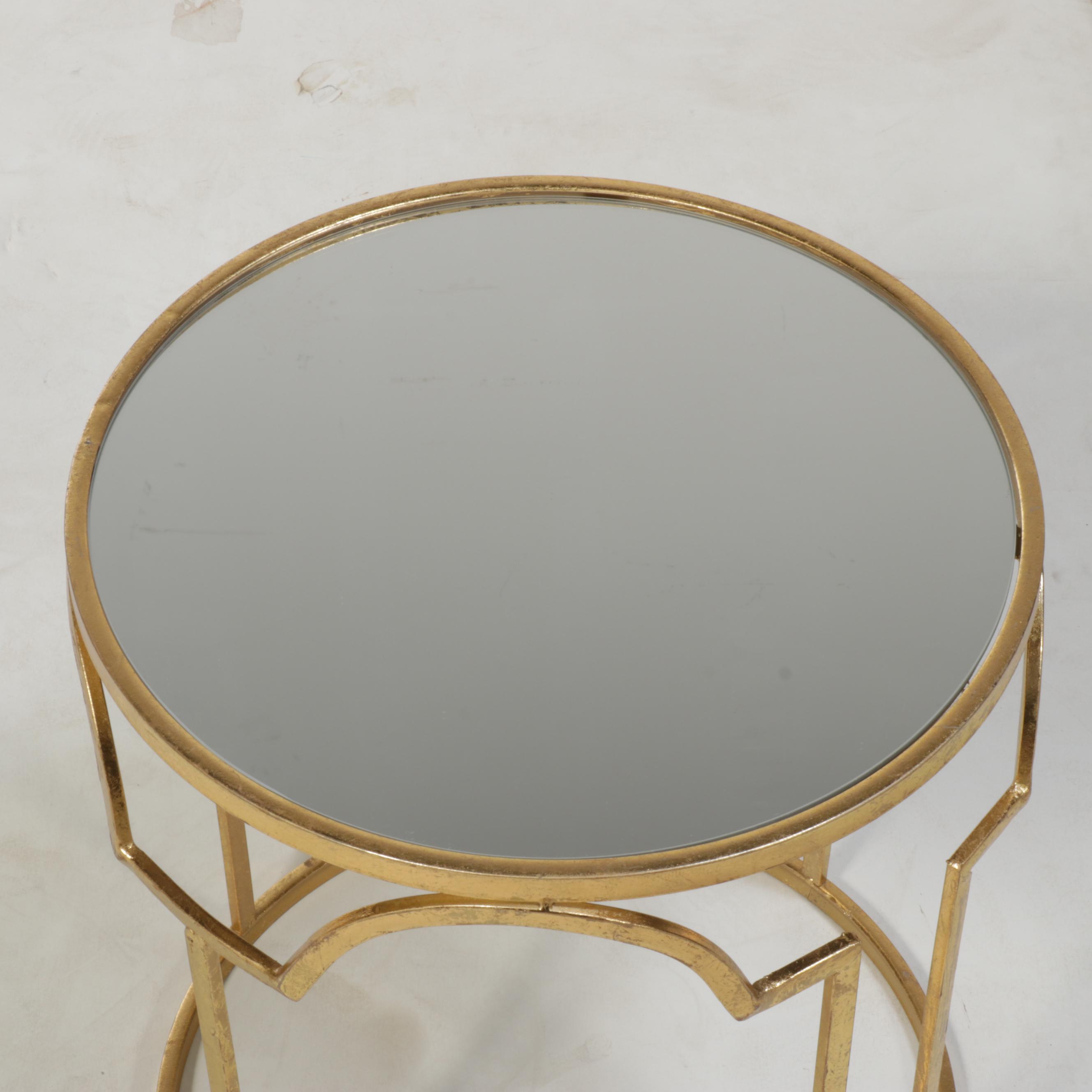 Two Gilt Metal and Mirrored Glass Side Tables, Incl. Three Hands Corp.