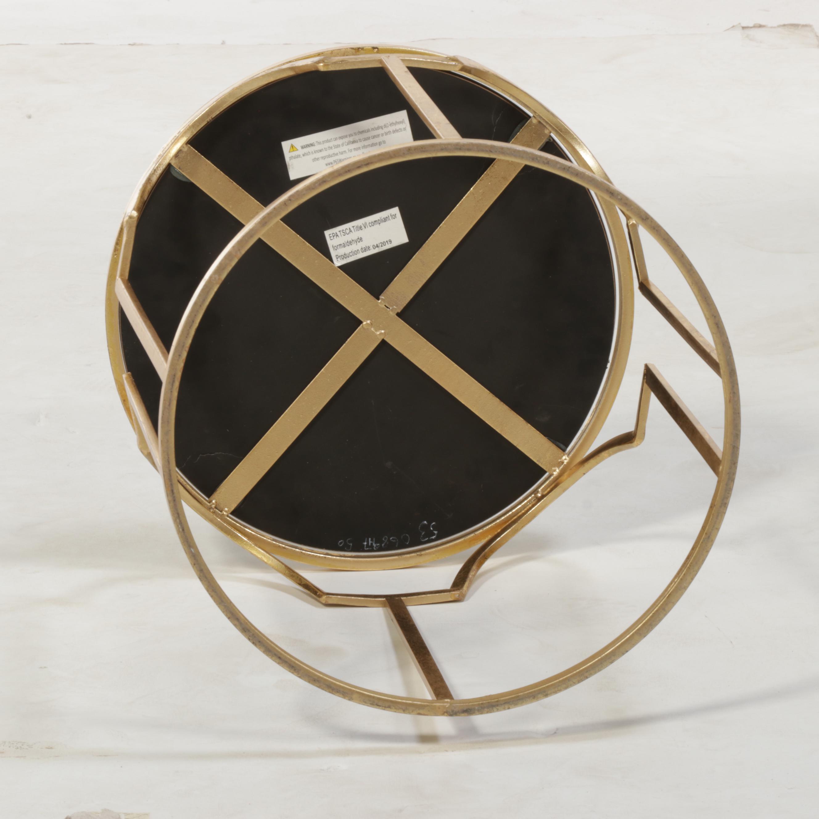 Two Gilt Metal and Mirrored Glass Side Tables, Incl. Three Hands Corp.