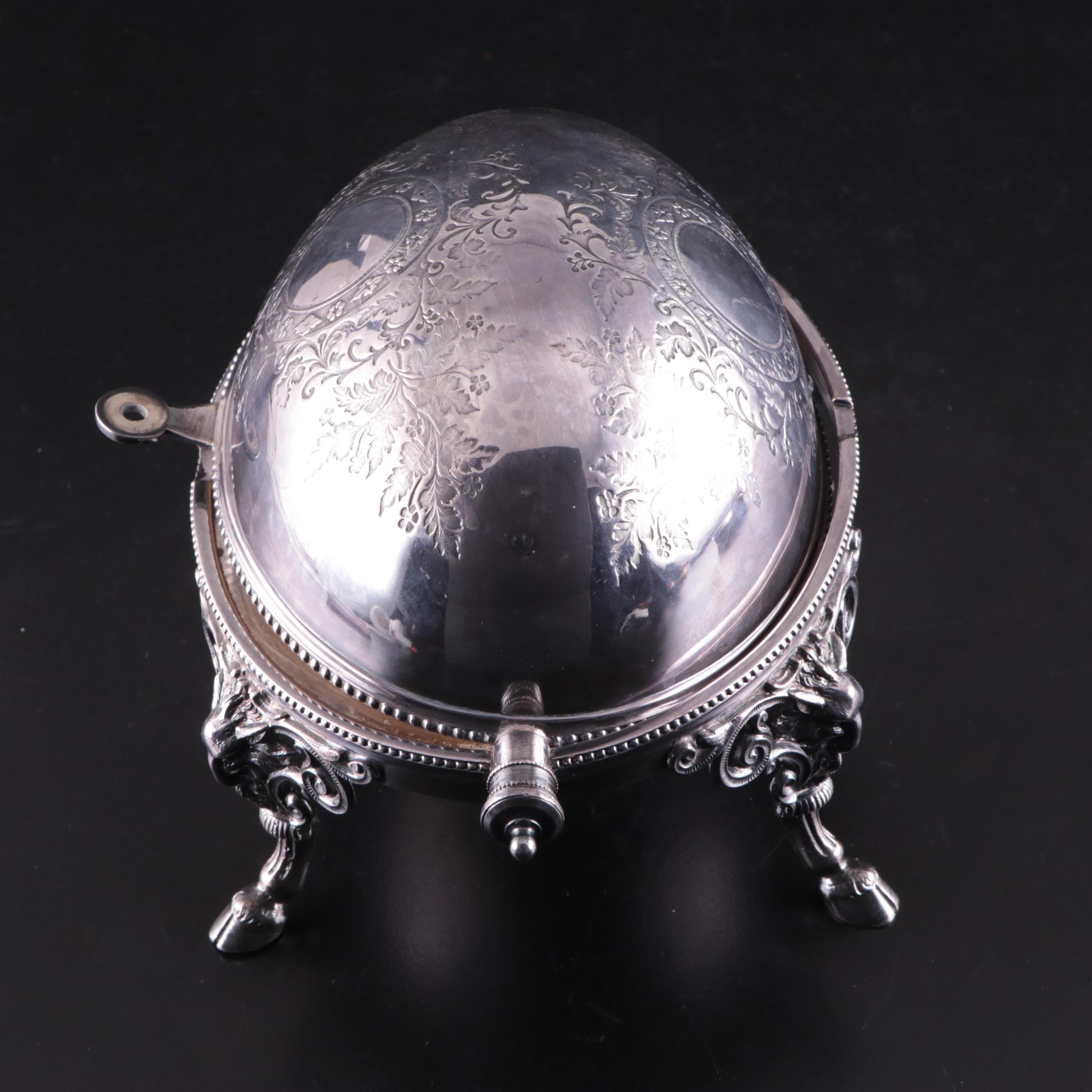 English Silver Plate Dome Top Serving Dish with Drain Tray, Late 19th Century
