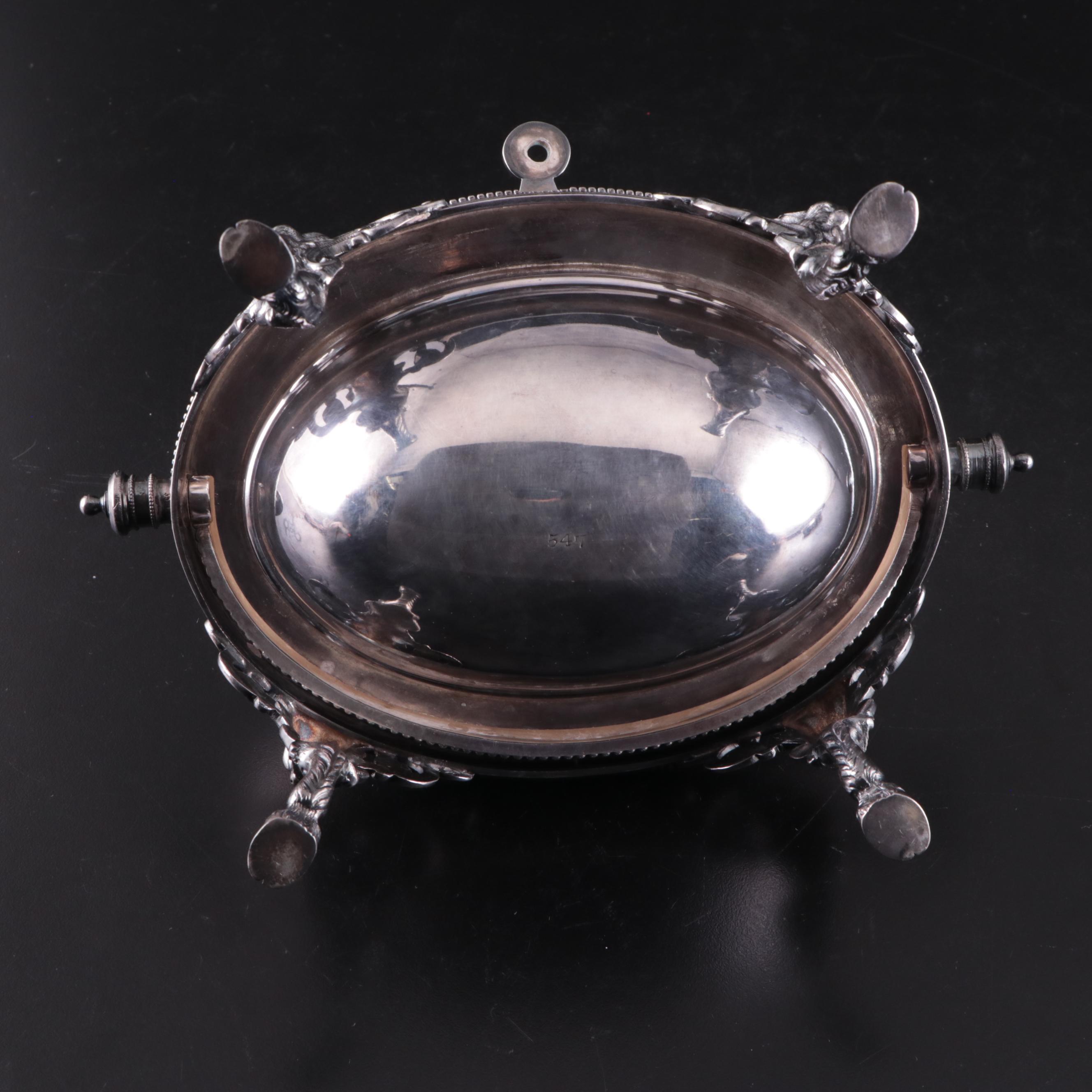 English Silver Plate Dome Top Serving Dish with Drain Tray, Late 19th Century
