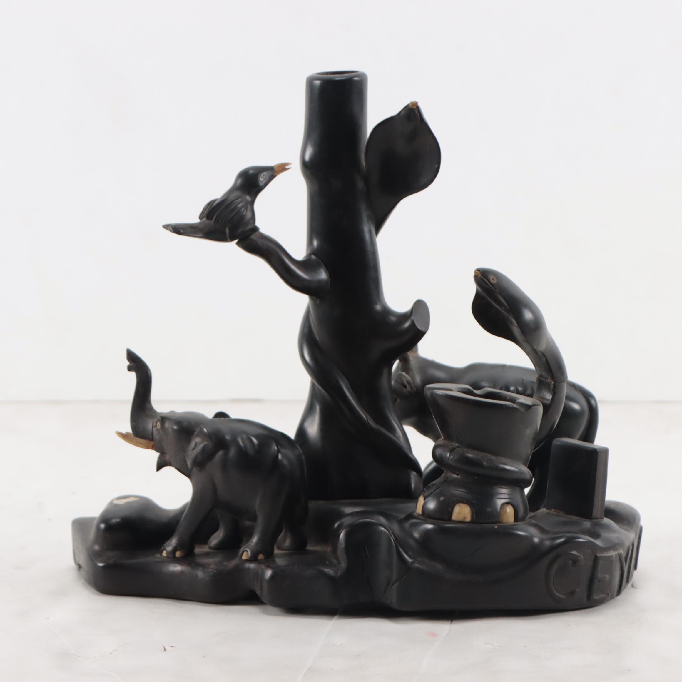 Sri Lankan Carved Ebony Sculpture With Animal Motif