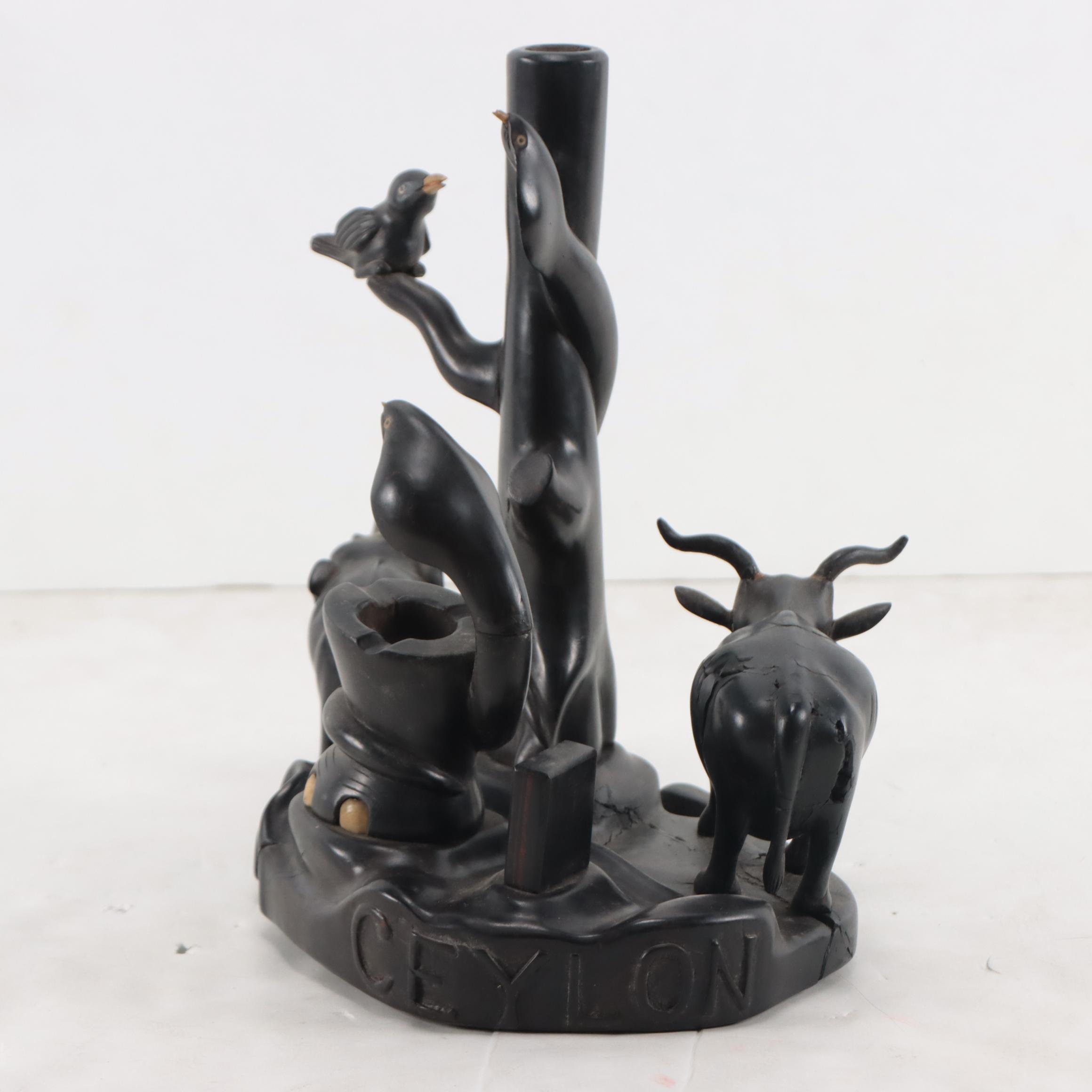 Sri Lankan Carved Ebony Sculpture With Animal Motif
