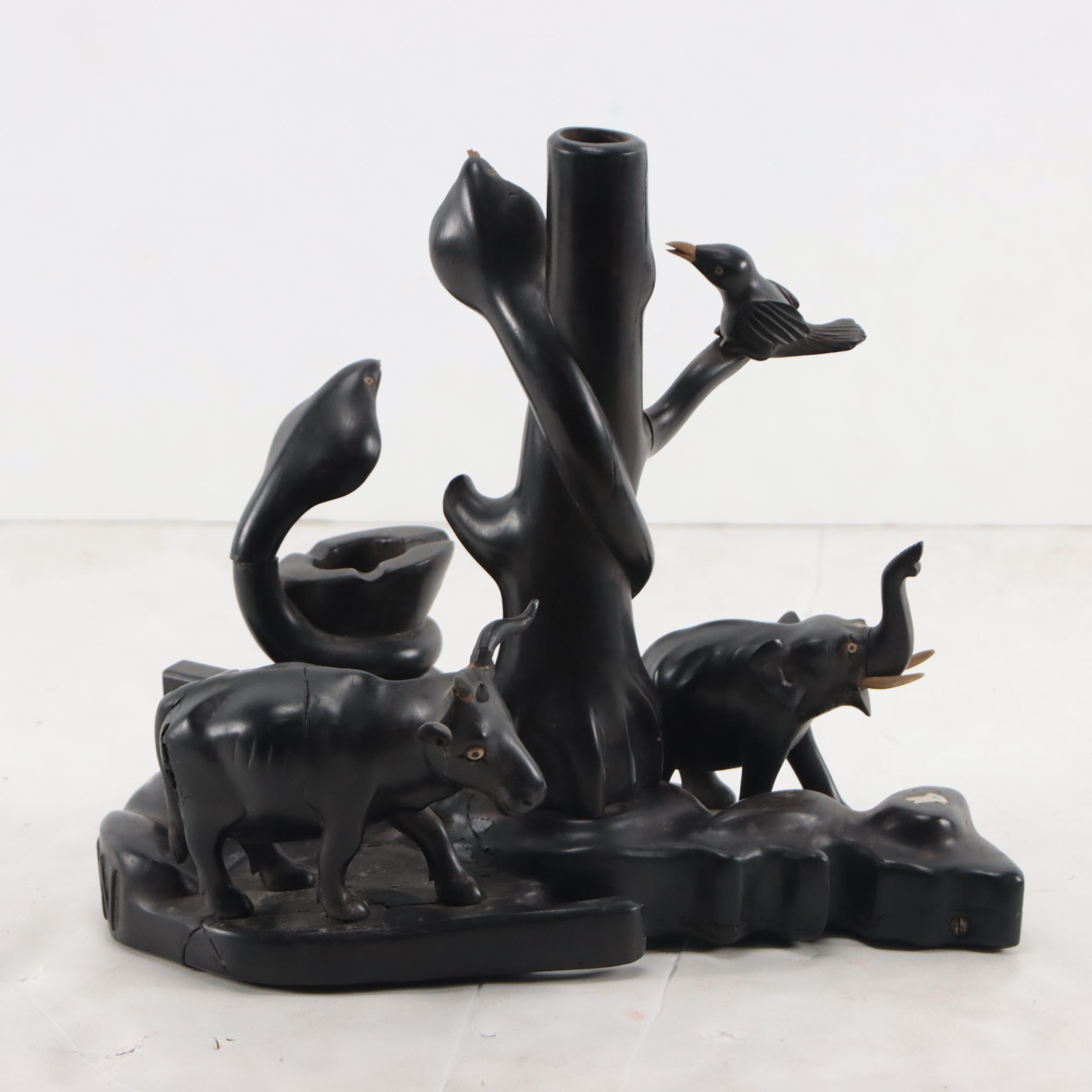 Sri Lankan Carved Ebony Sculpture With Animal Motif