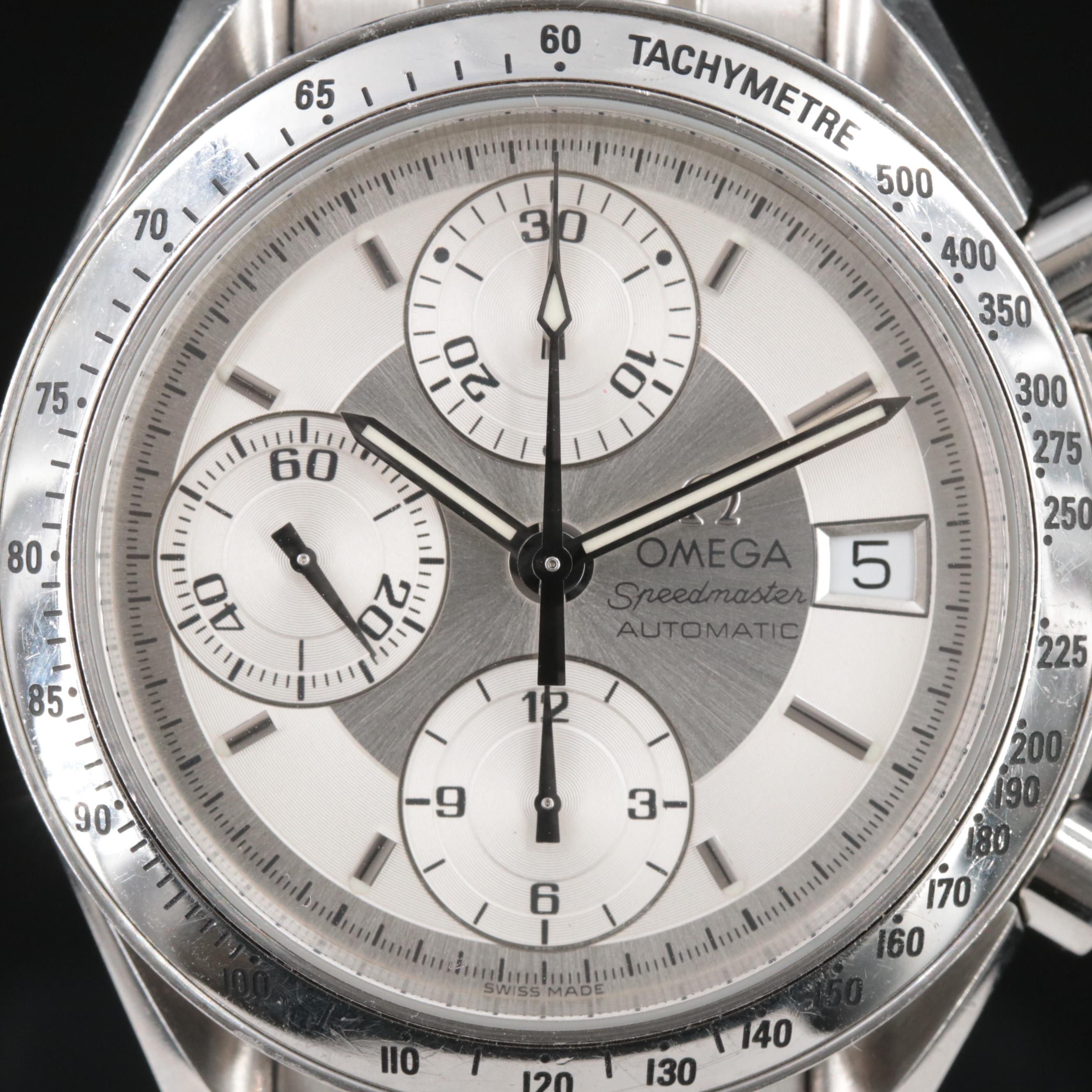 1999 Omega Speedmaster Automatic Chronograph Silver Dial Date Watch