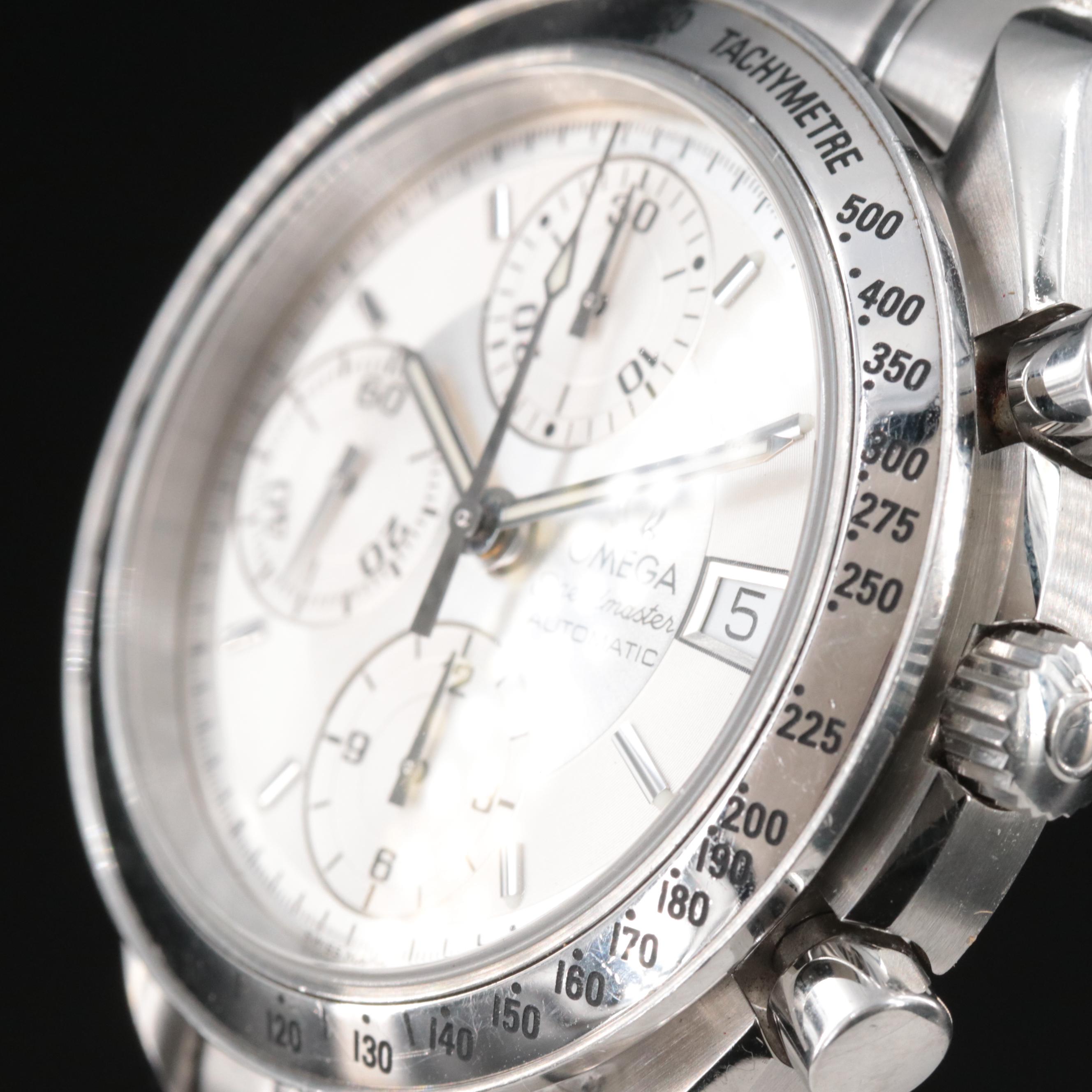 1999 Omega Speedmaster Automatic Chronograph Silver Dial Date Watch