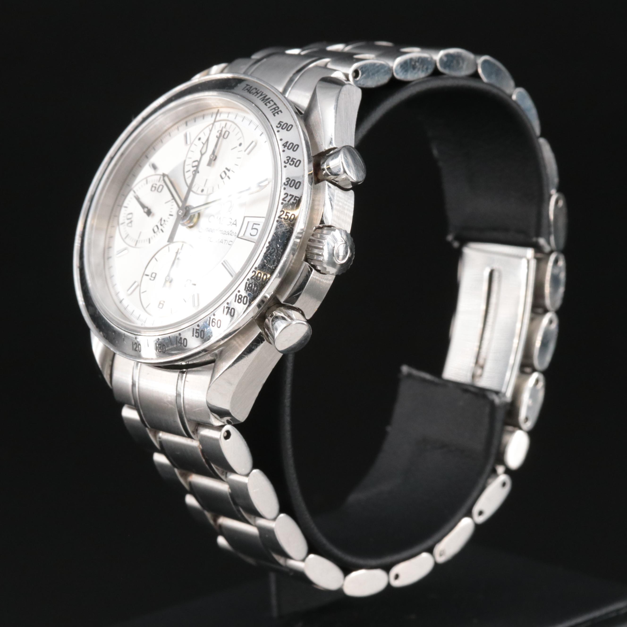 1999 Omega Speedmaster Automatic Chronograph Silver Dial Date Watch