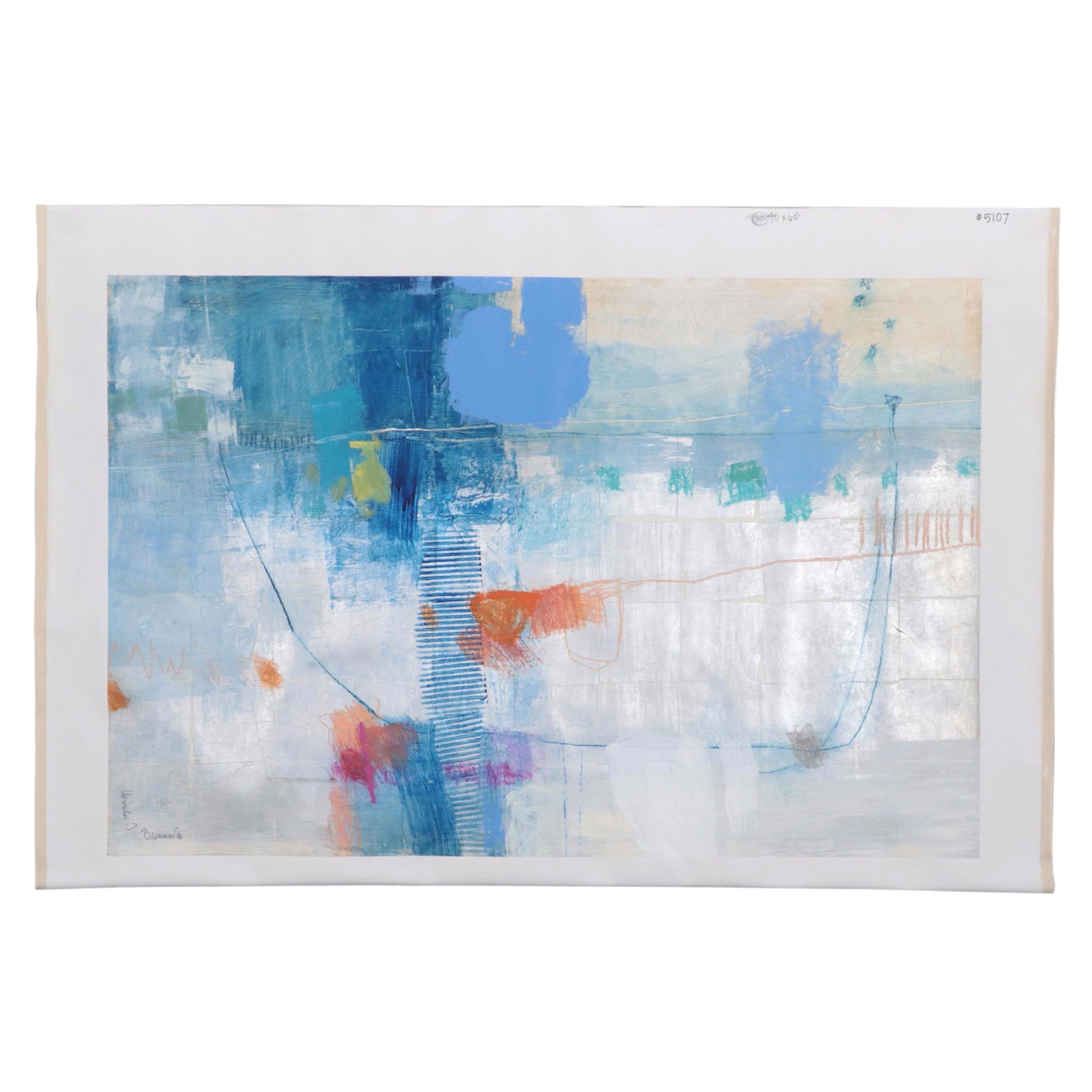 Ursula J. Brenner Abstract Mixed Media Painting, 21st Century