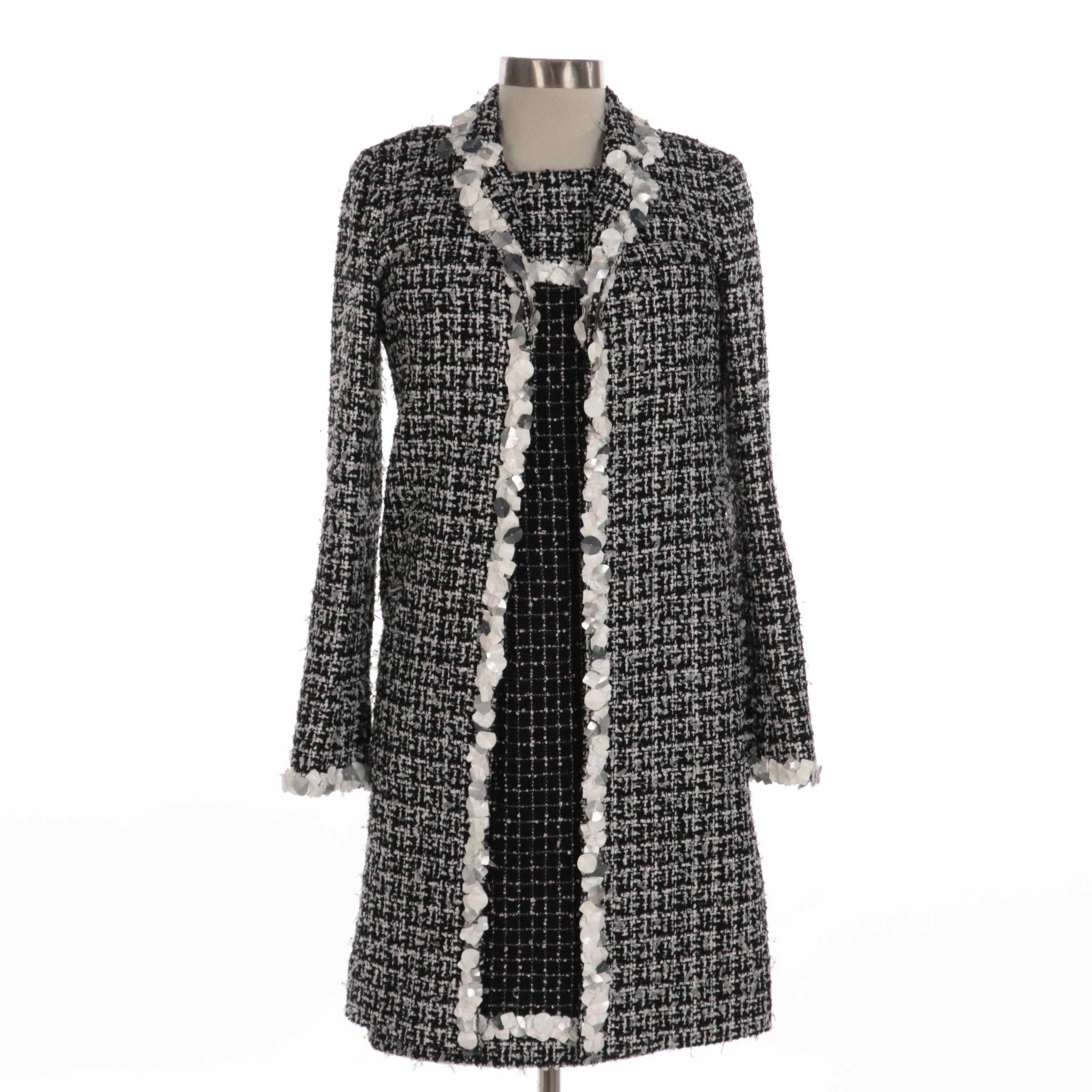 Chanel Embellished Bouclé Tweed Dress and Coat Set