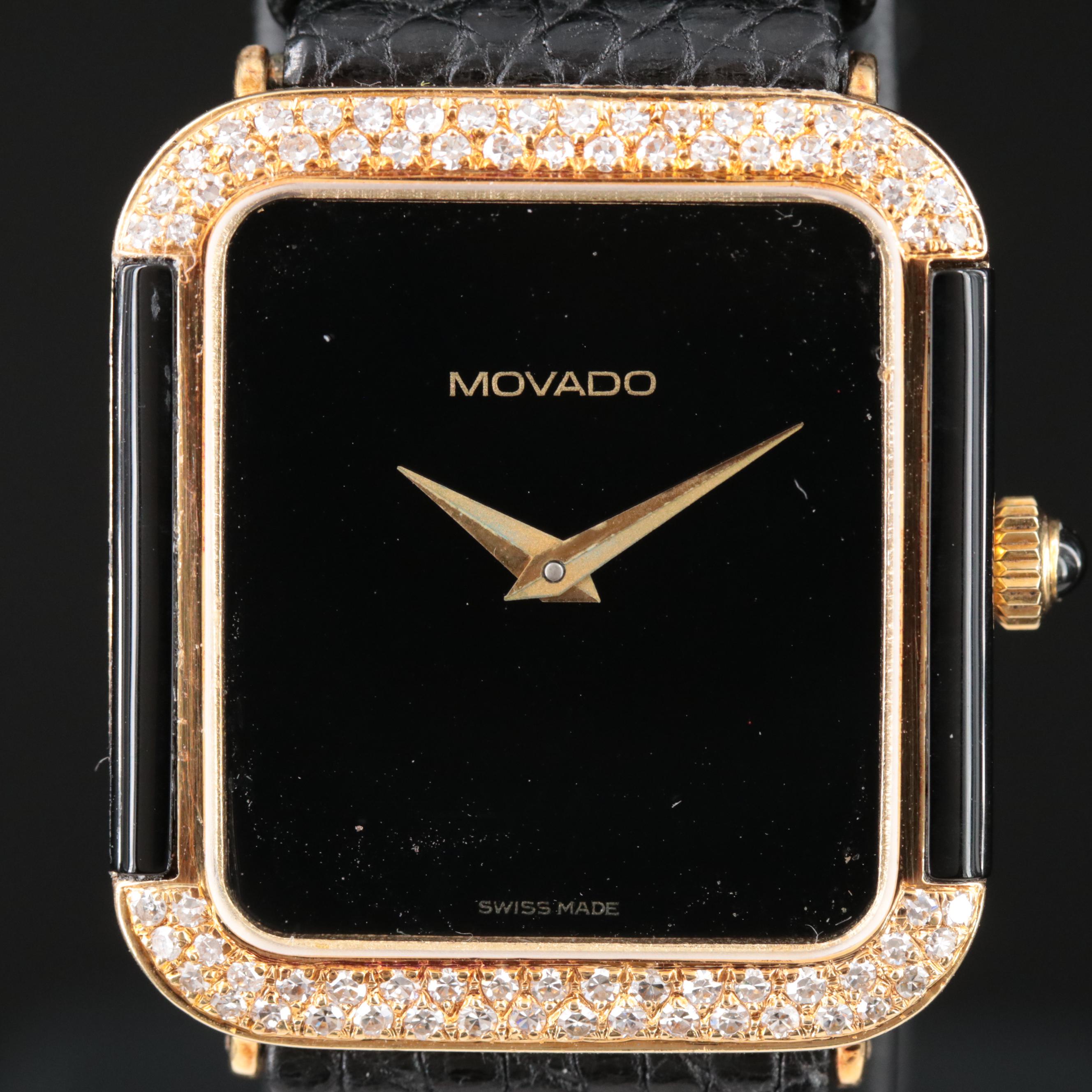 18K and Diamond Movado Vintage ManualWind Wristwatch EBTH