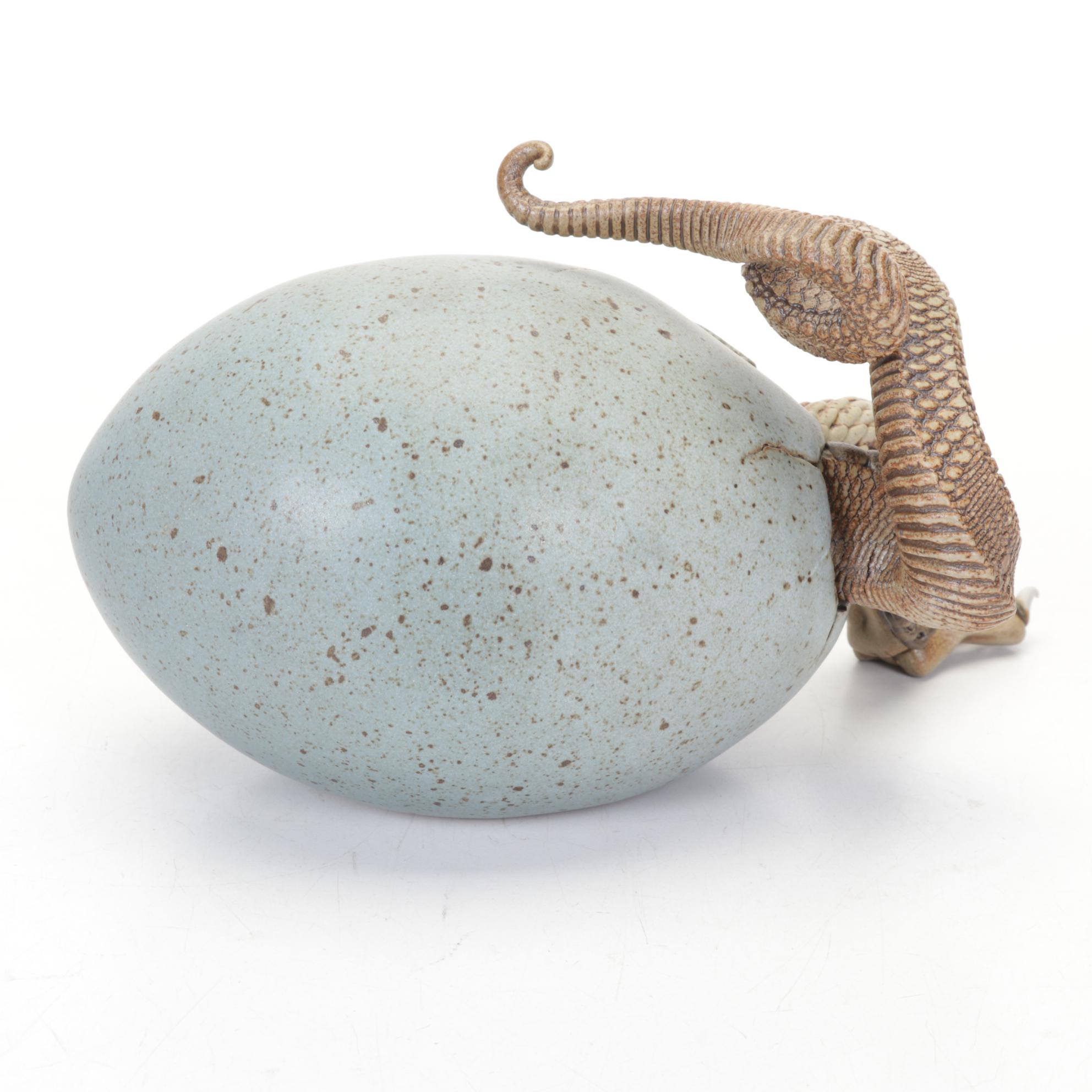 Dennis Thompson Stoneware Dragon Egg Hatchling Sculpture