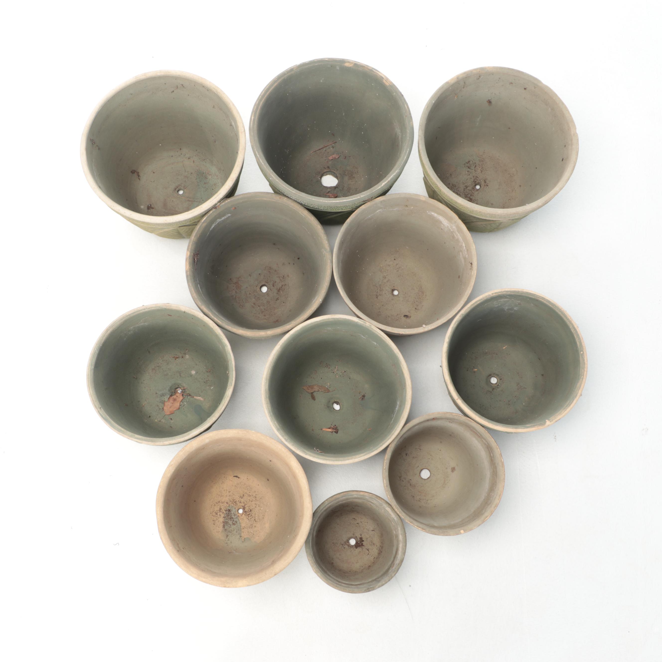 Ceramic Planters with Leaf Motif