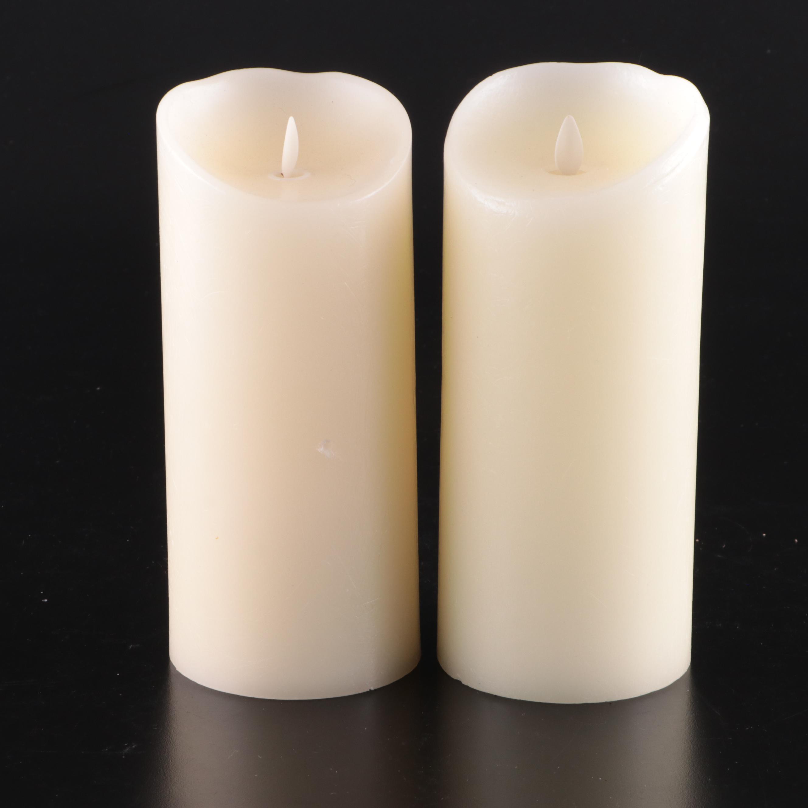 Brass and Glass Pillar Candle Hurricanes with Electric Candles