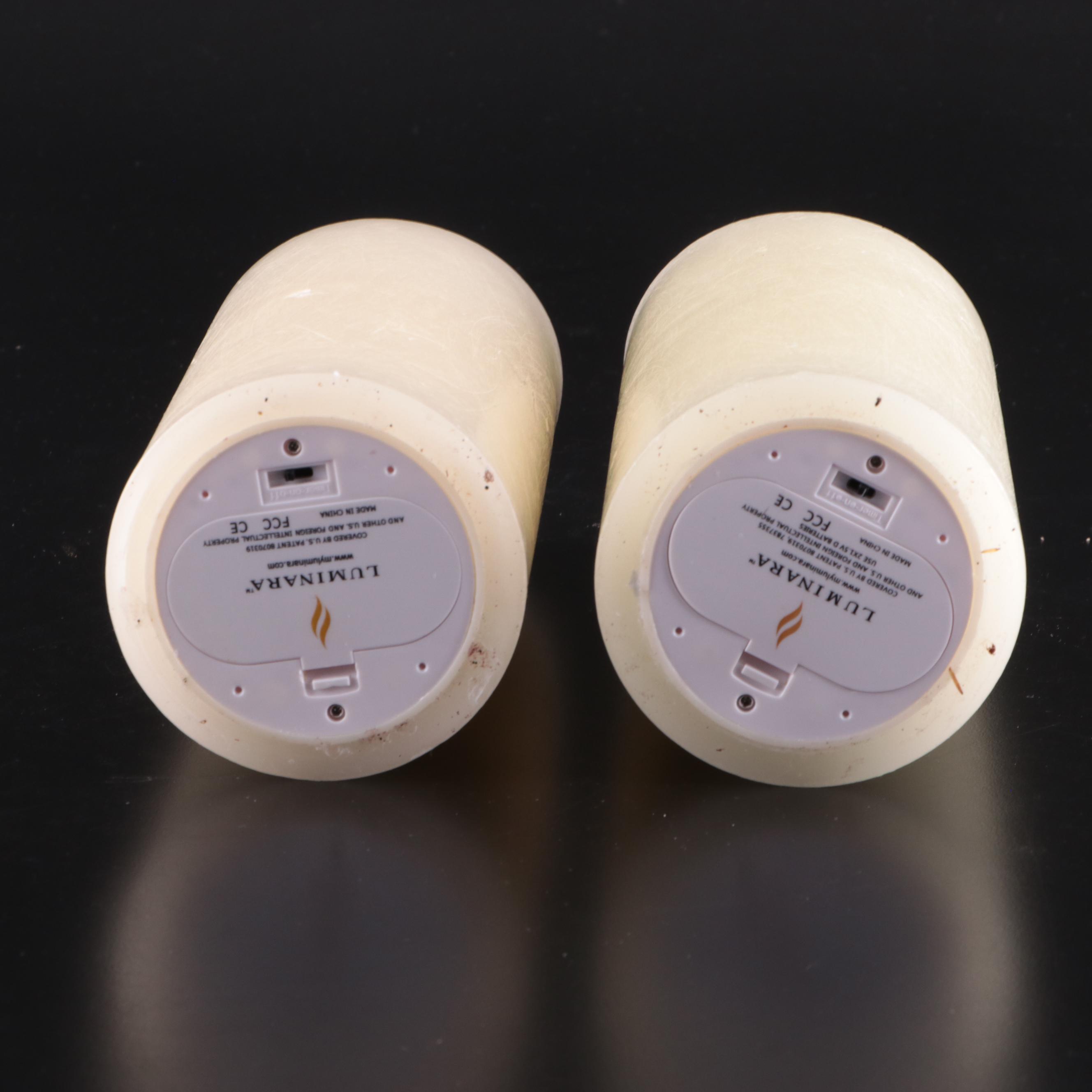 Brass and Glass Pillar Candle Hurricanes with Electric Candles