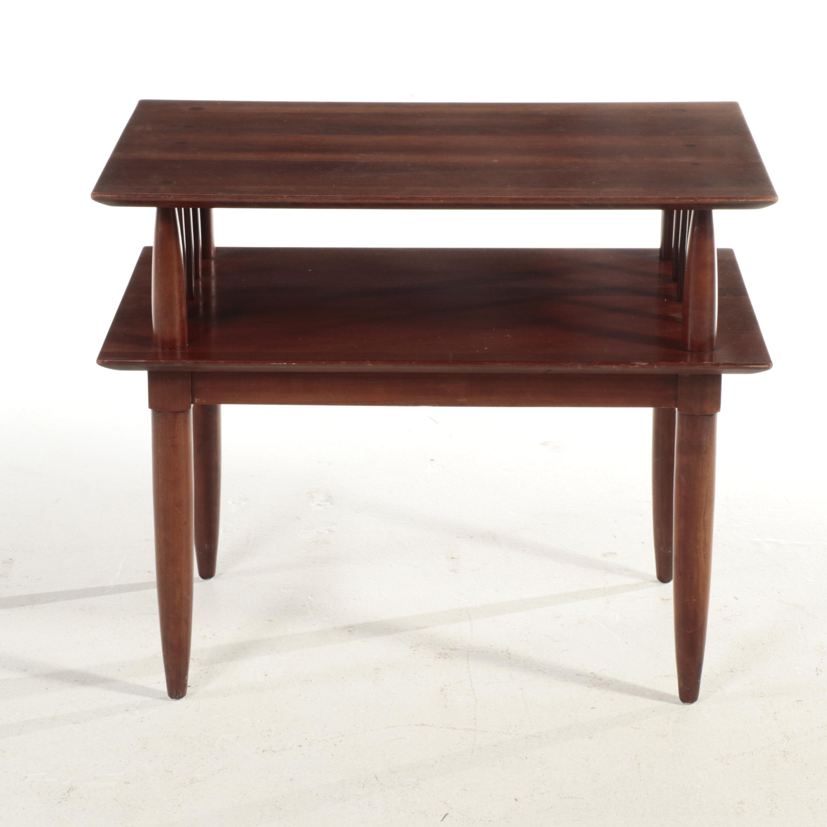 Willett "Transitional" Mid Century Modern Cherrywood Two-Tier Side Table
