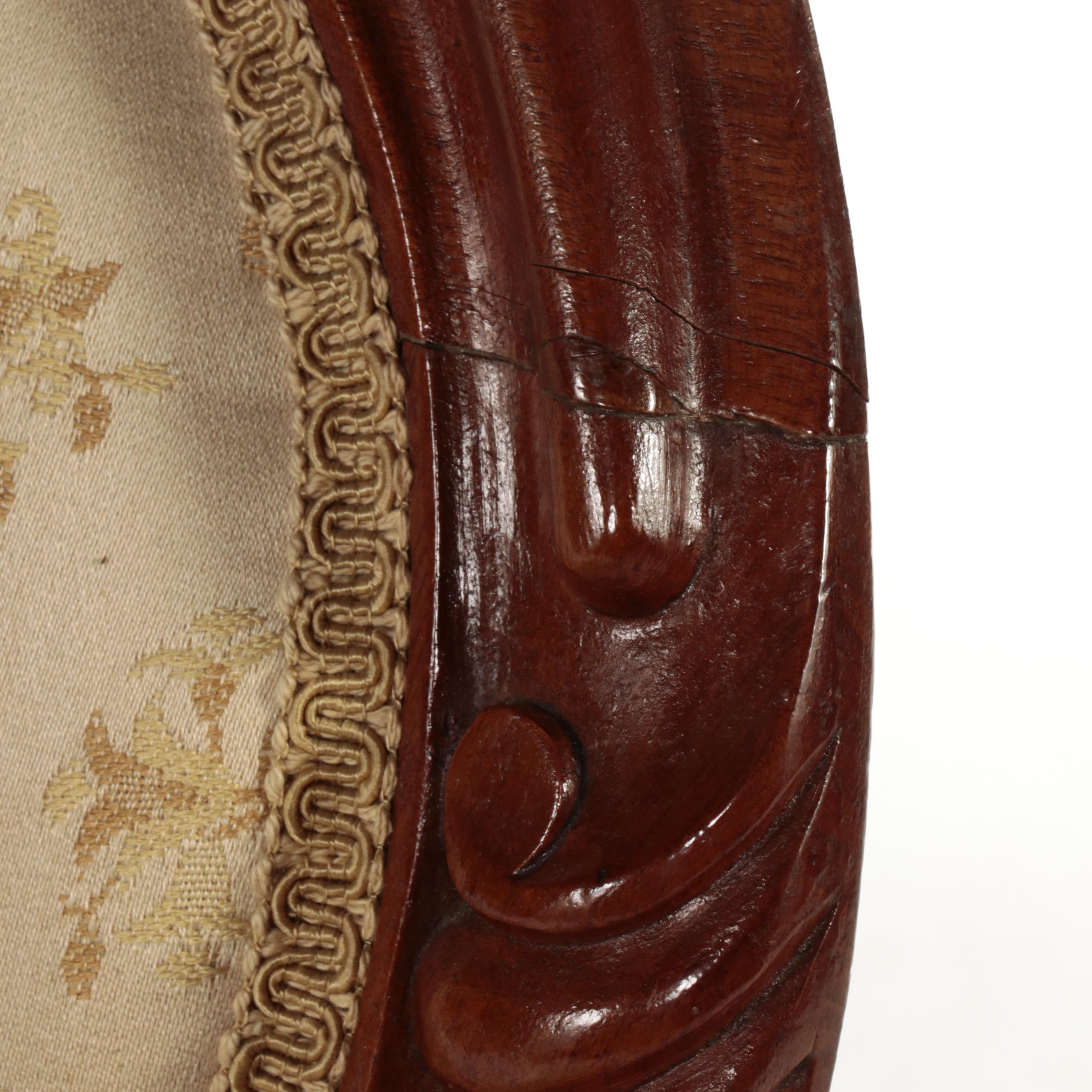 Victorian Rococo Revival Walnut and Upholstered Parlor Side Chair