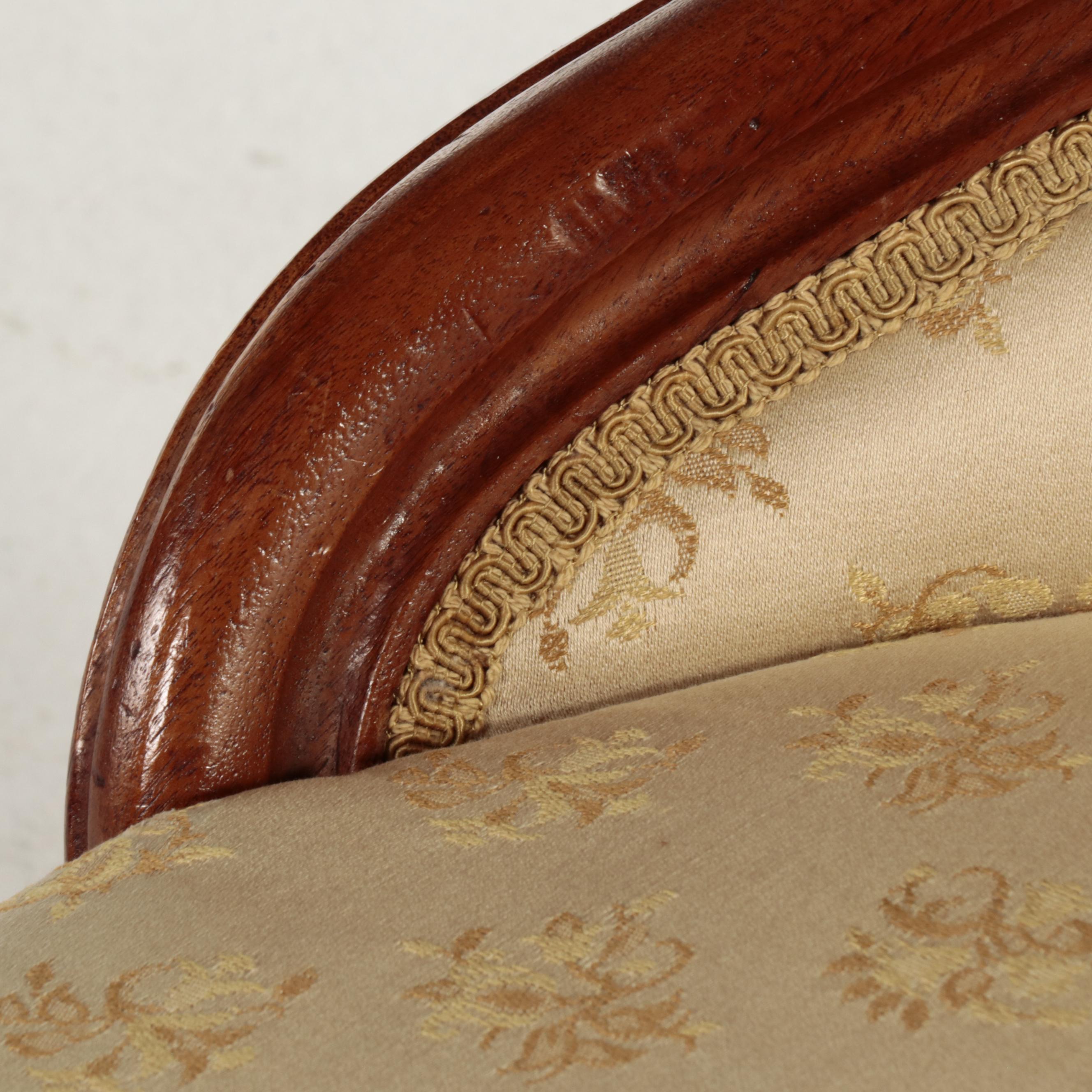 Victorian Rococo Revival Walnut and Upholstered Parlor Side Chair