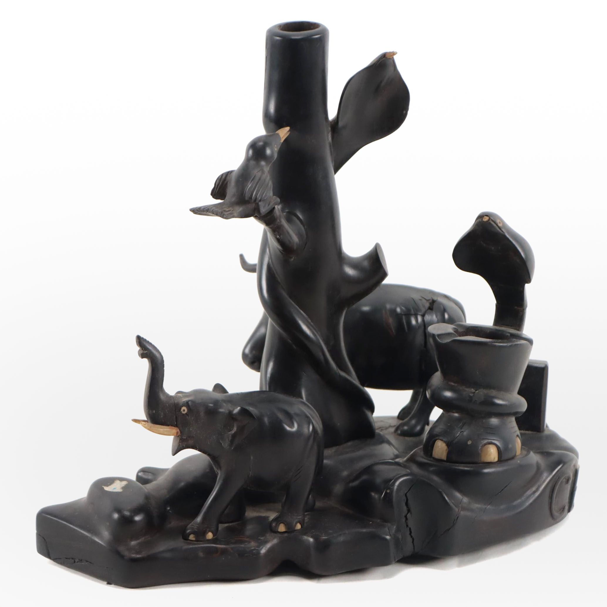 Sri Lankan Carved Ebony Sculpture With Animal Motif