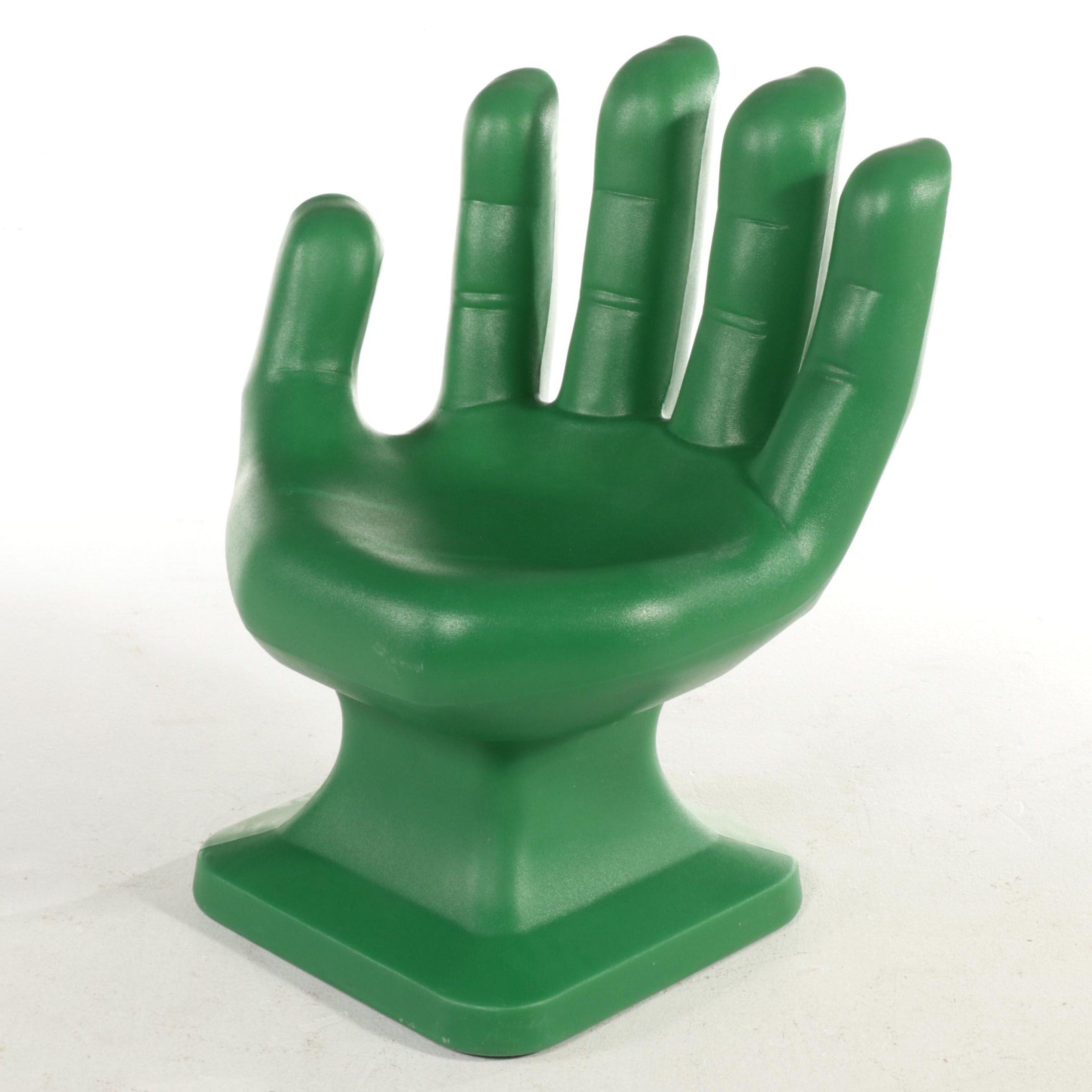 Modernist Style Green Molded Plastic Hand Chair
